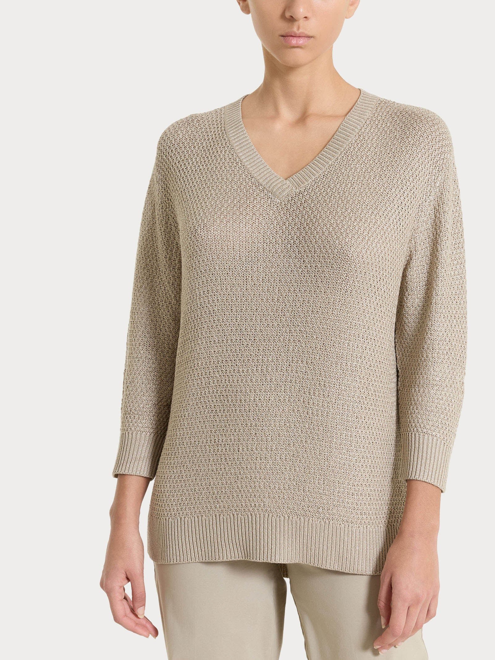 Ragno Four Seasons Maglia Scollo V Lurex Crockery viscosa