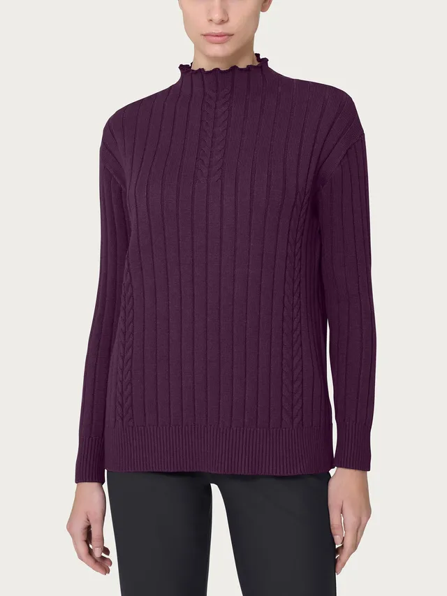 Ragno Four Seasons Lupetto Knit Rib maglia morbida plum perfect