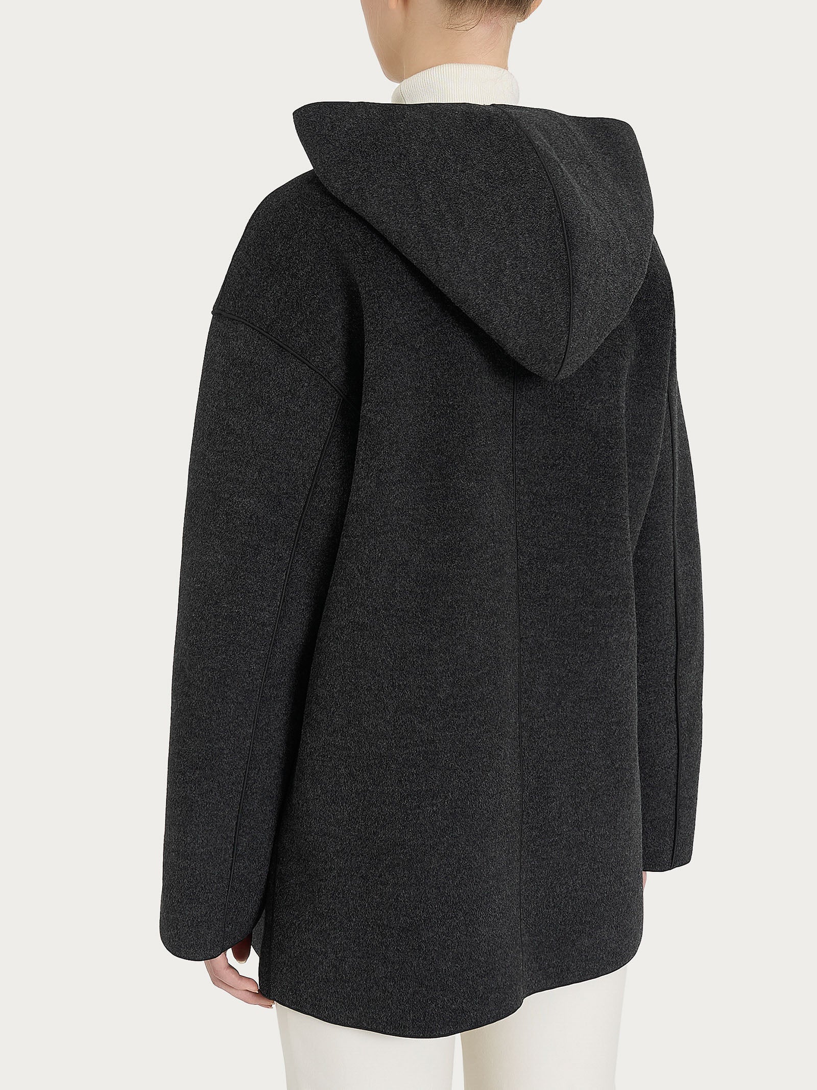 Ragno Vegan Wool giaccone cappuccio nero caldo