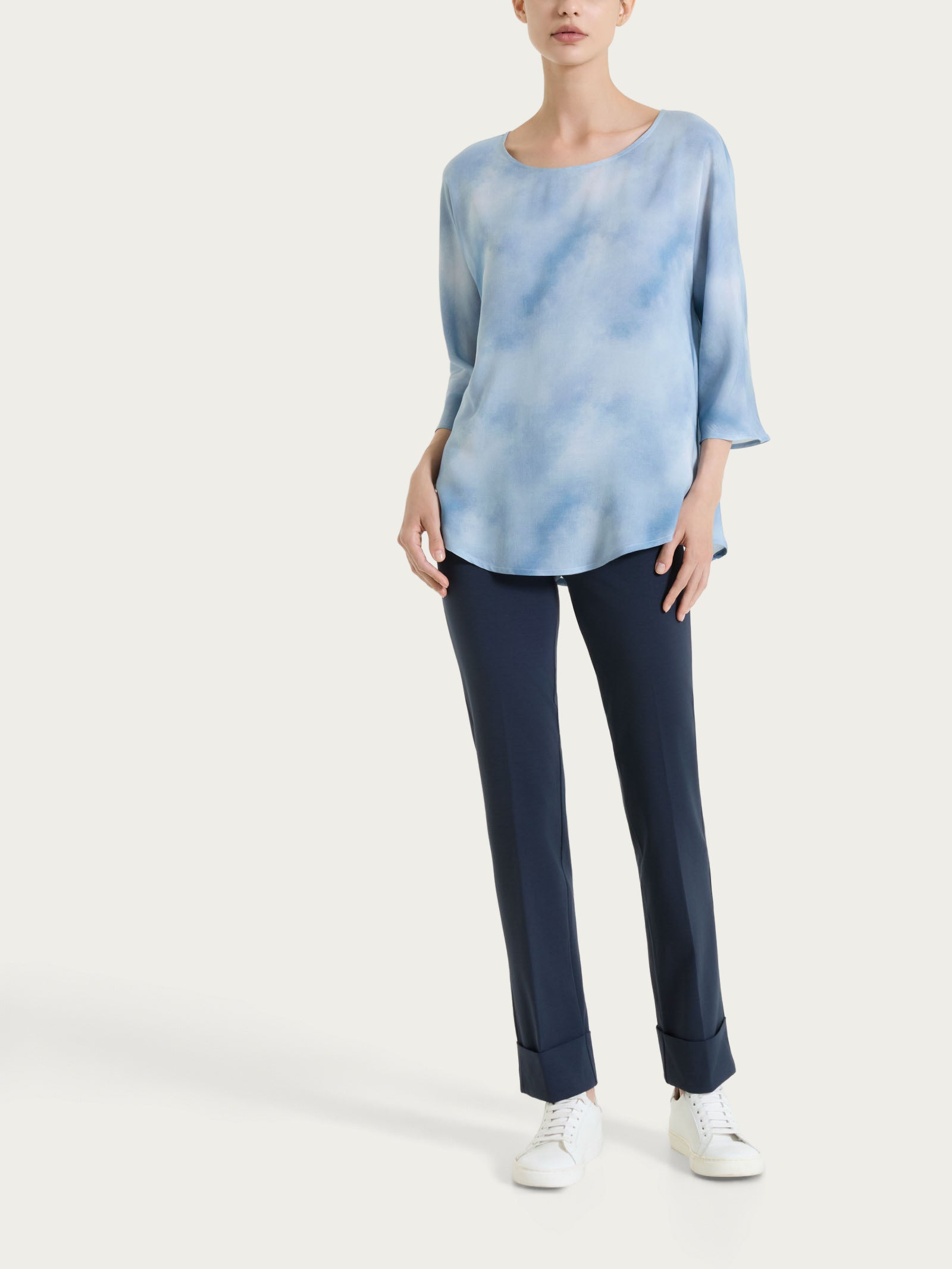 Ragno EcoSeta Blusa 3/4 viscosa Blue Fog manica kimono