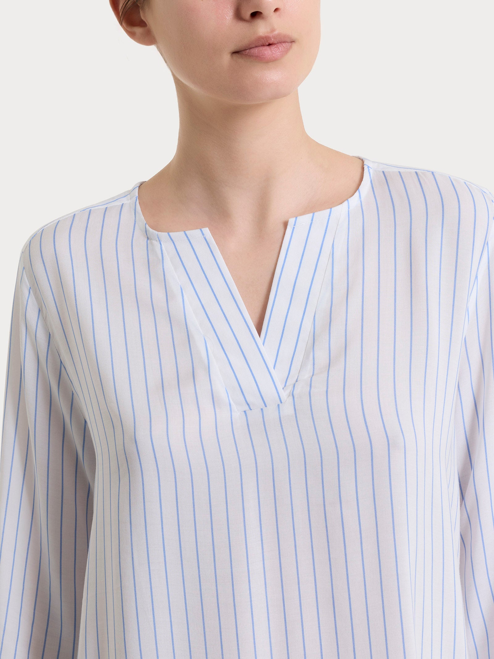 Ragno EcoSeta Blusa righe Bel Air Blue manica 3/4