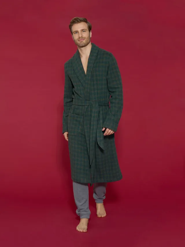 Ragno Vestaglia uomo Fantasia Smeraldo pile caldo lunga