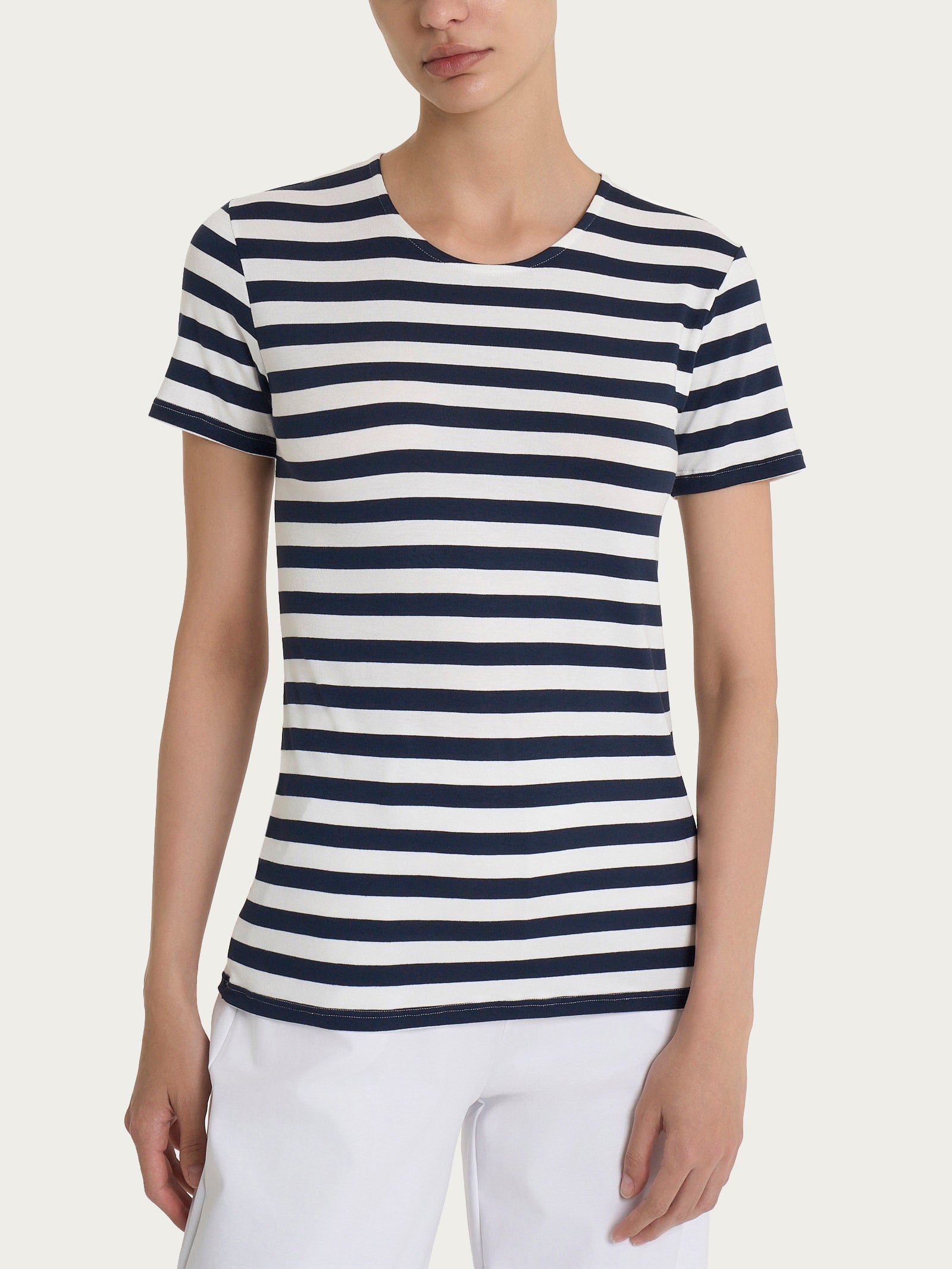 Ragno Viscosa Summer t-shirt righe Bleu Riga