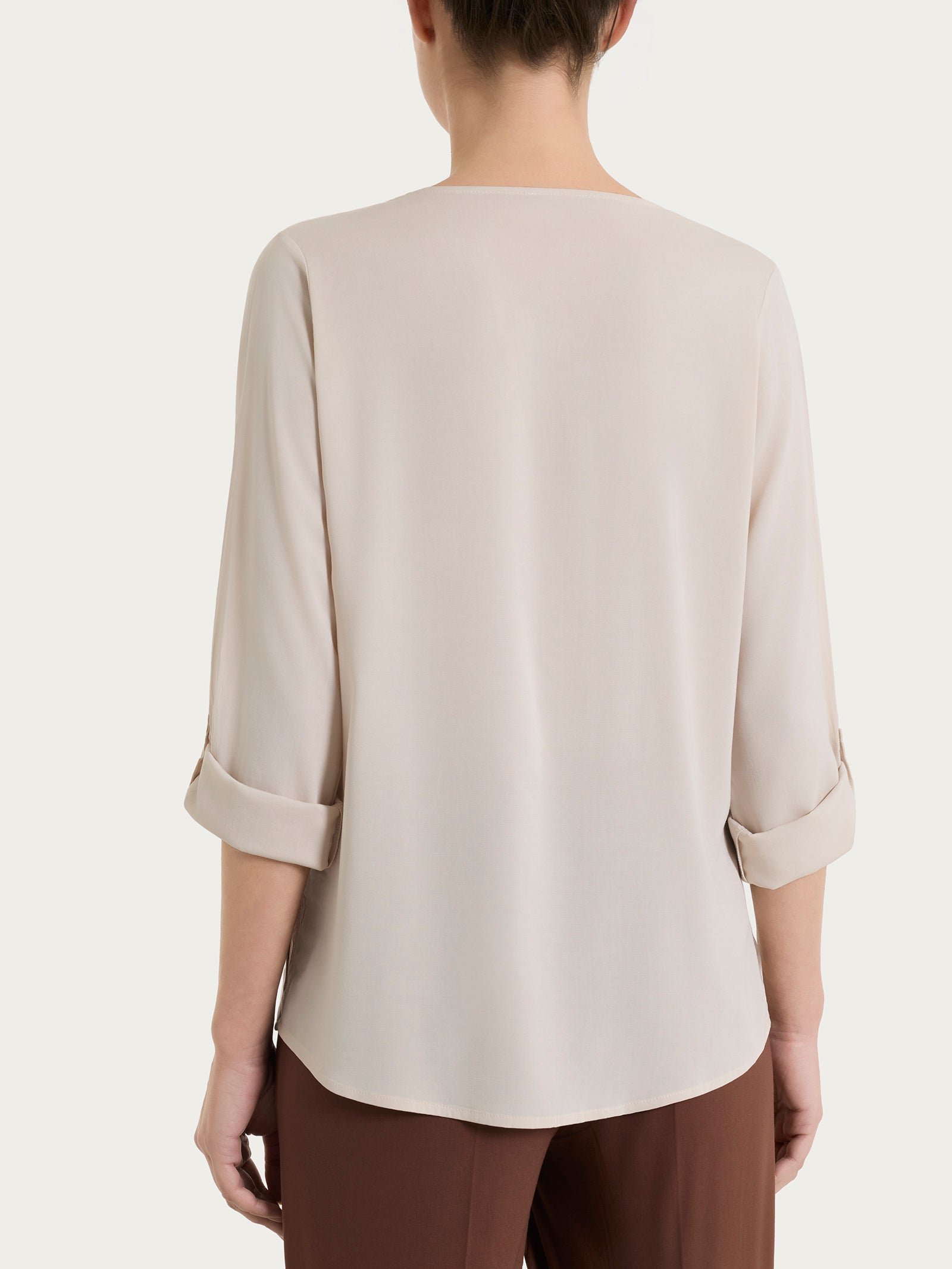Ragno Voile Stretch blusa serafino Champignon leggera