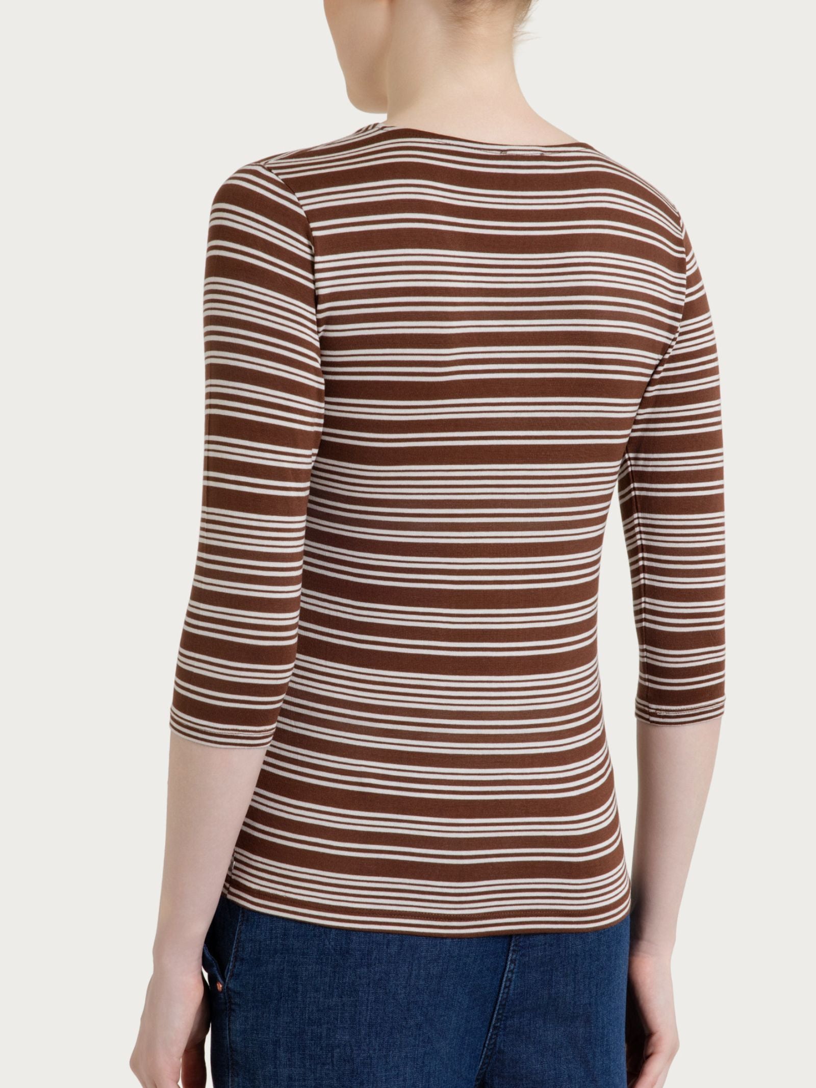 Ragno Viscosa Summer Maglietta Righe Scollo V Fant. Cappuccino