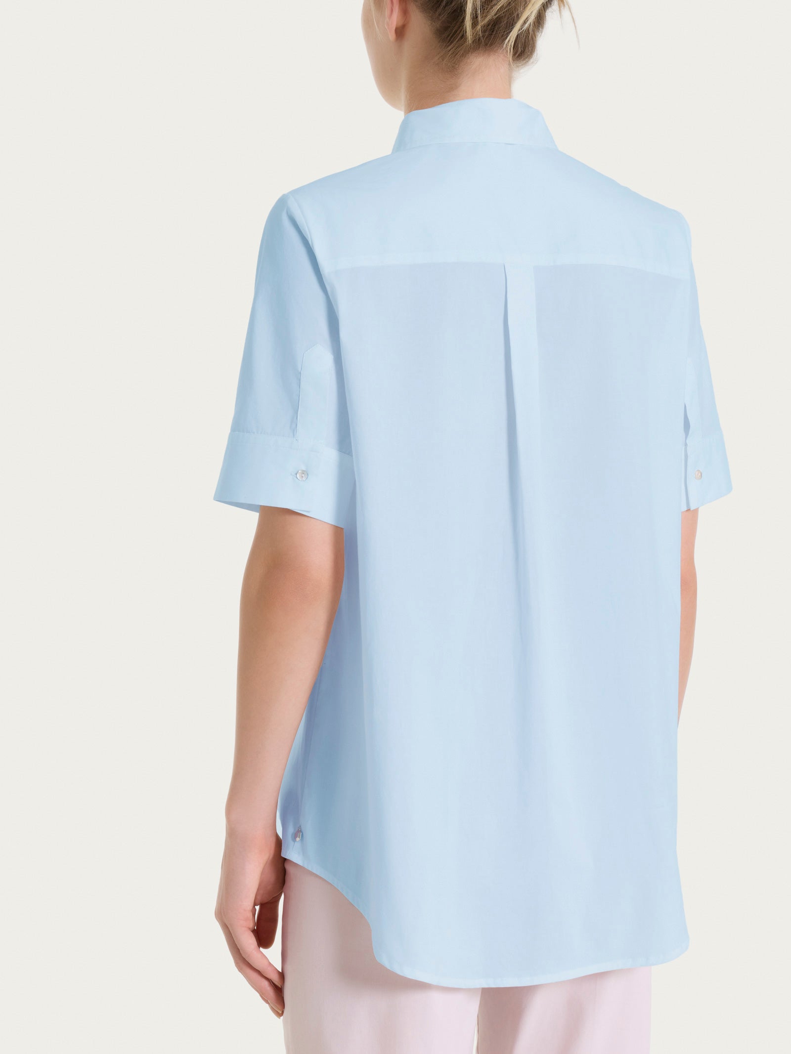 Ragno Poplin camicia collo serafino Skyway manica corta