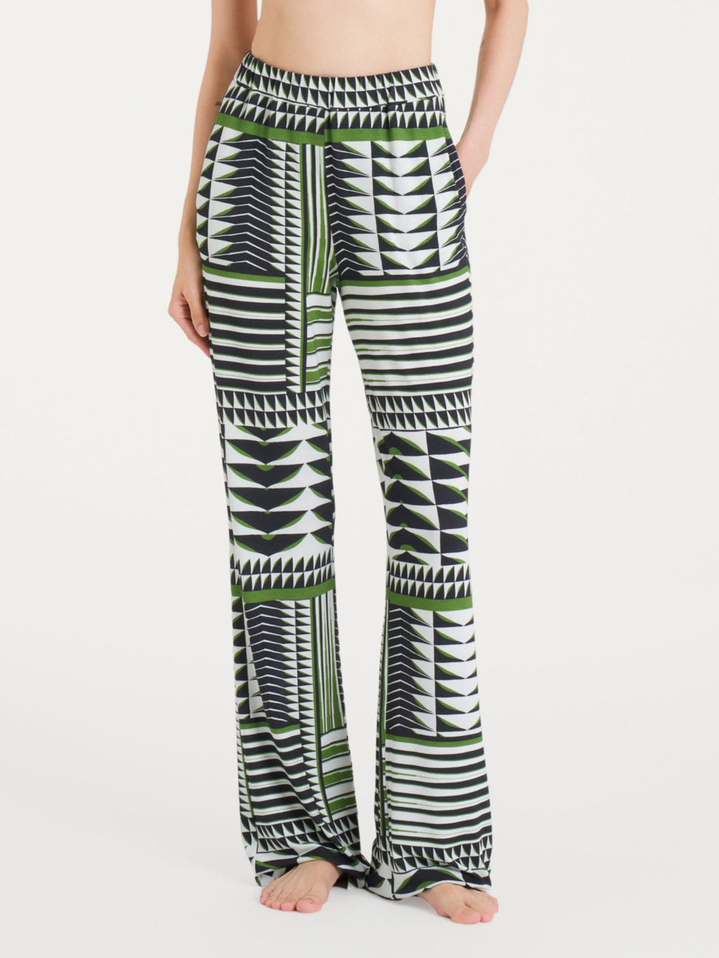 Ragno Viscosa Summer pantaloni palazzo fantasia verde