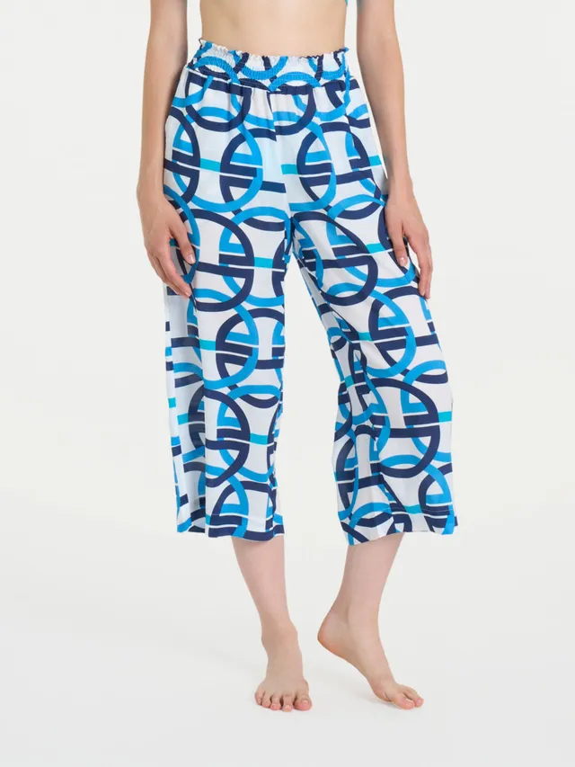Ragno Ecoseta pantalone capri largo fantasia White viscosa