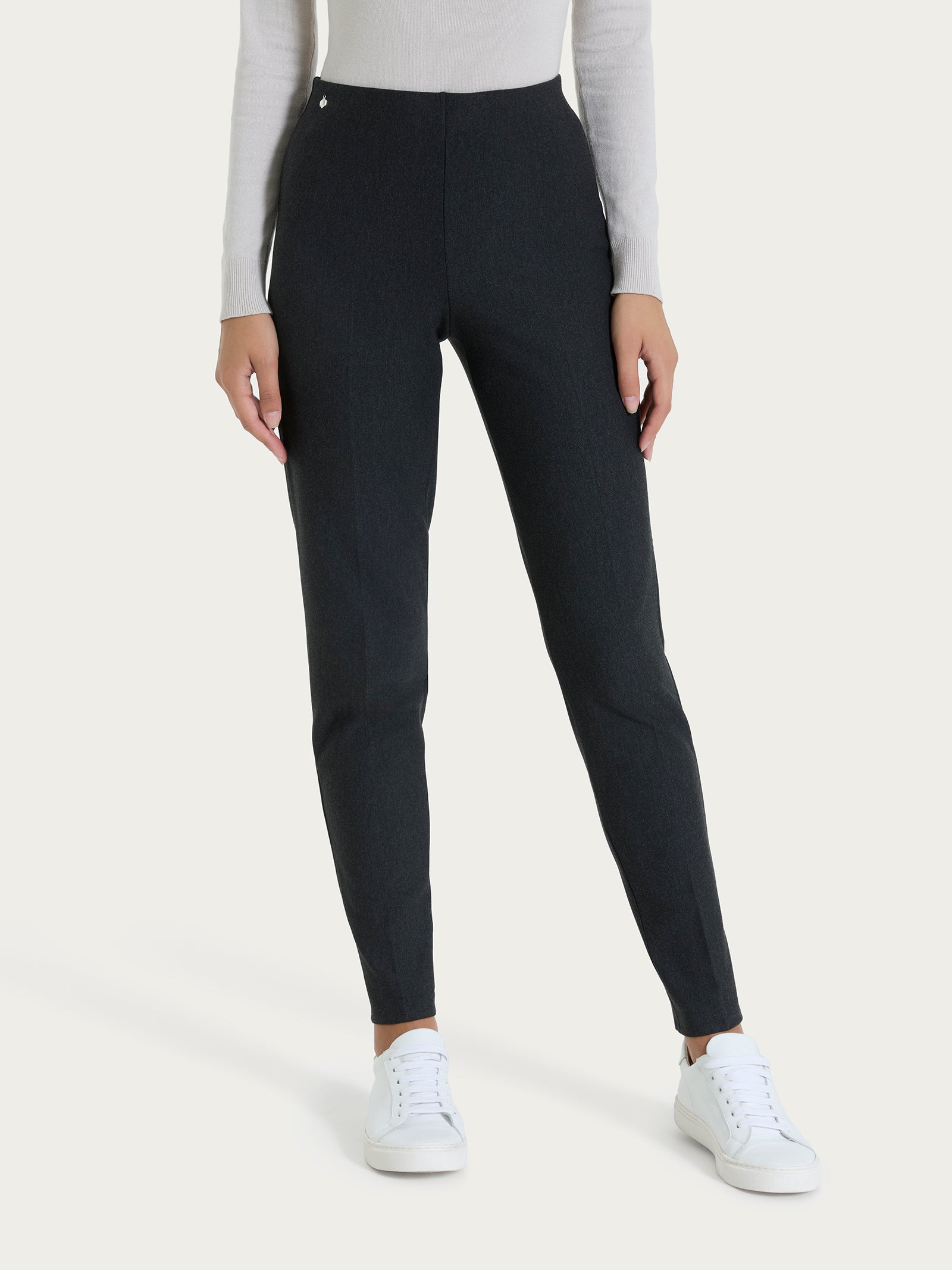 Ragno Compact Pantalone Sigaretta Nero con Risvolto