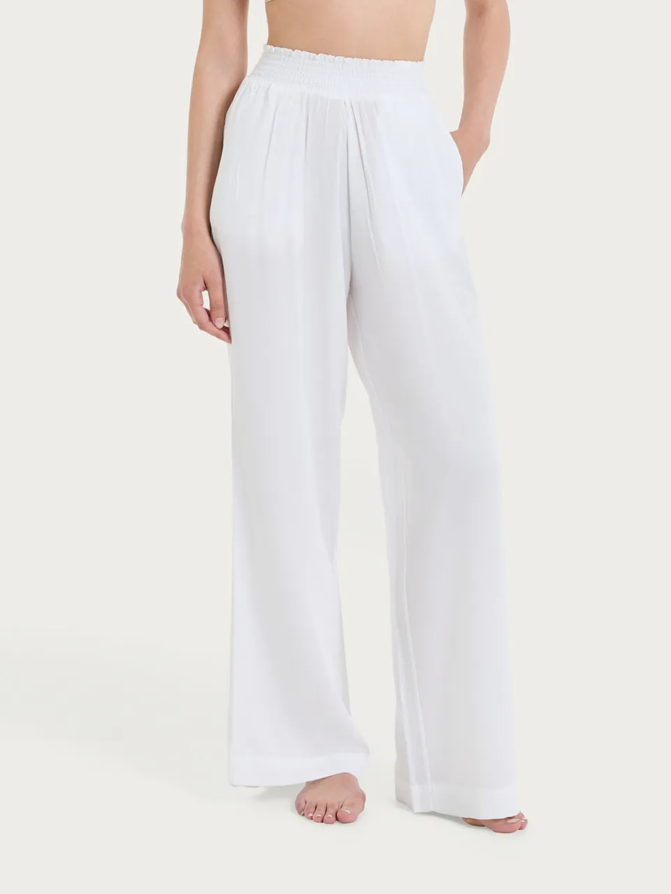 Ragno EcoSeta Pantalone palazzo bianco donna
