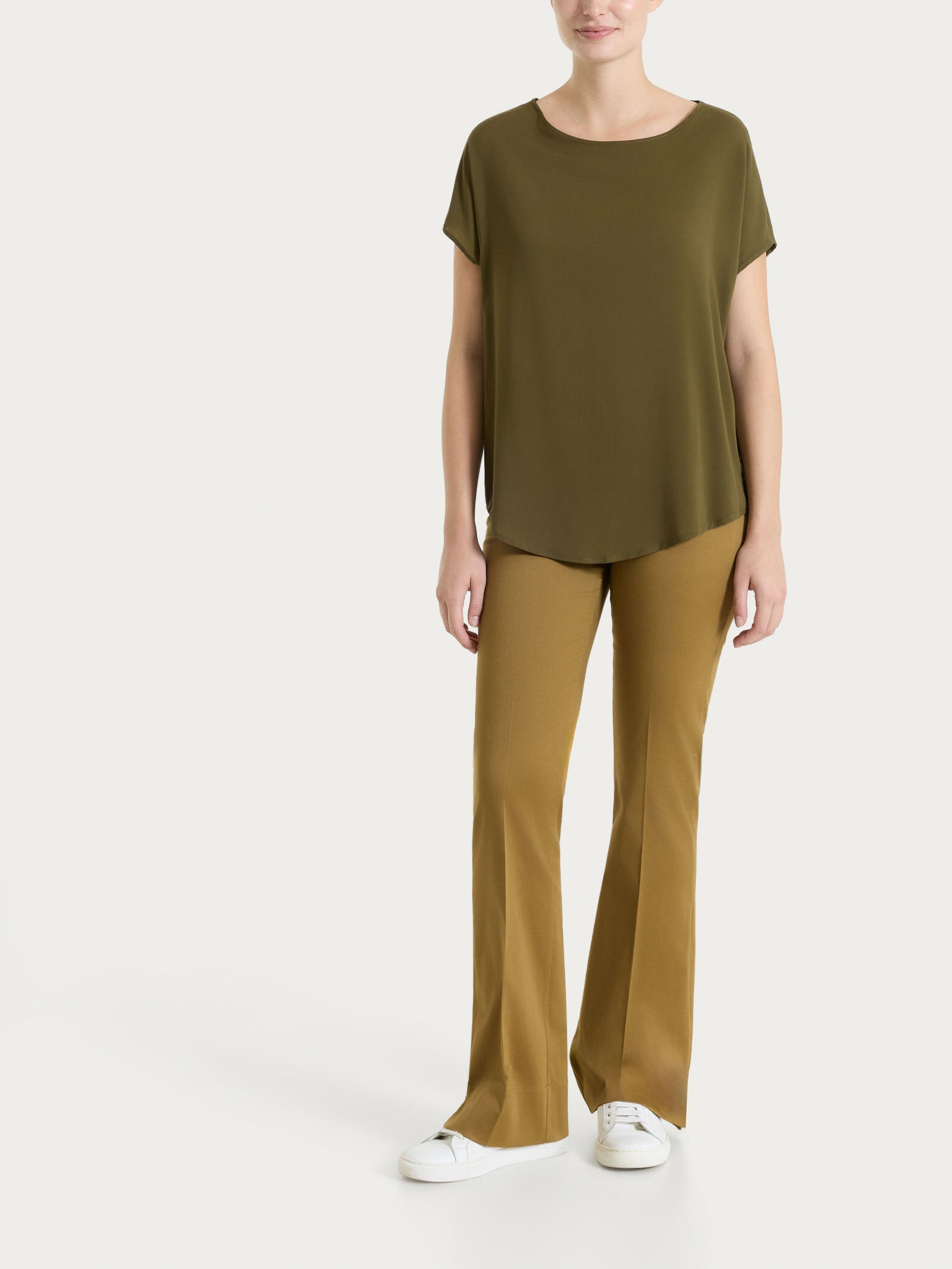 Ragno Satin Power pantalone flare Dull Gold verde cotone