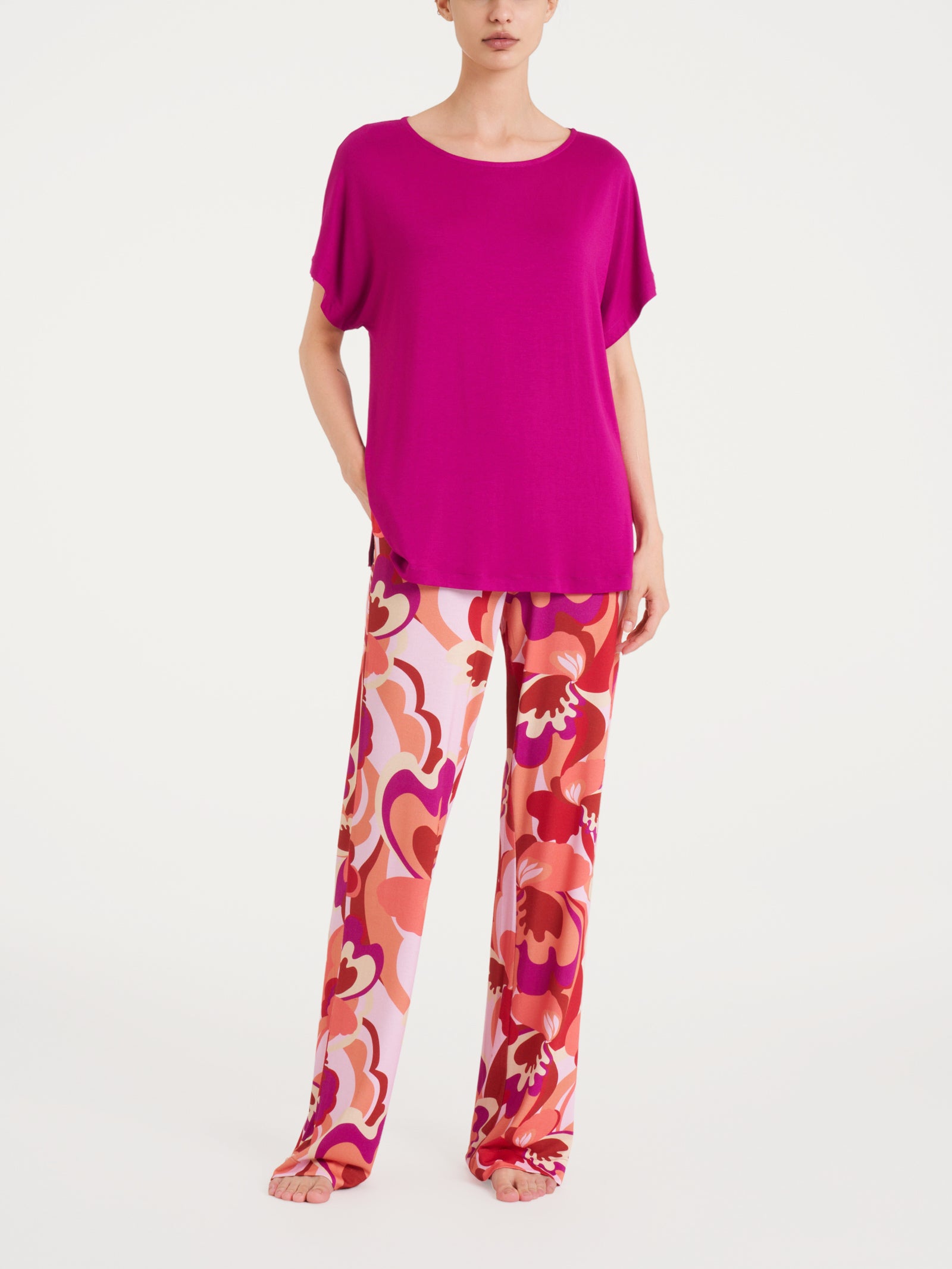 Ragno Viscosa Summer maxi t-shirt kimono Wild Aster