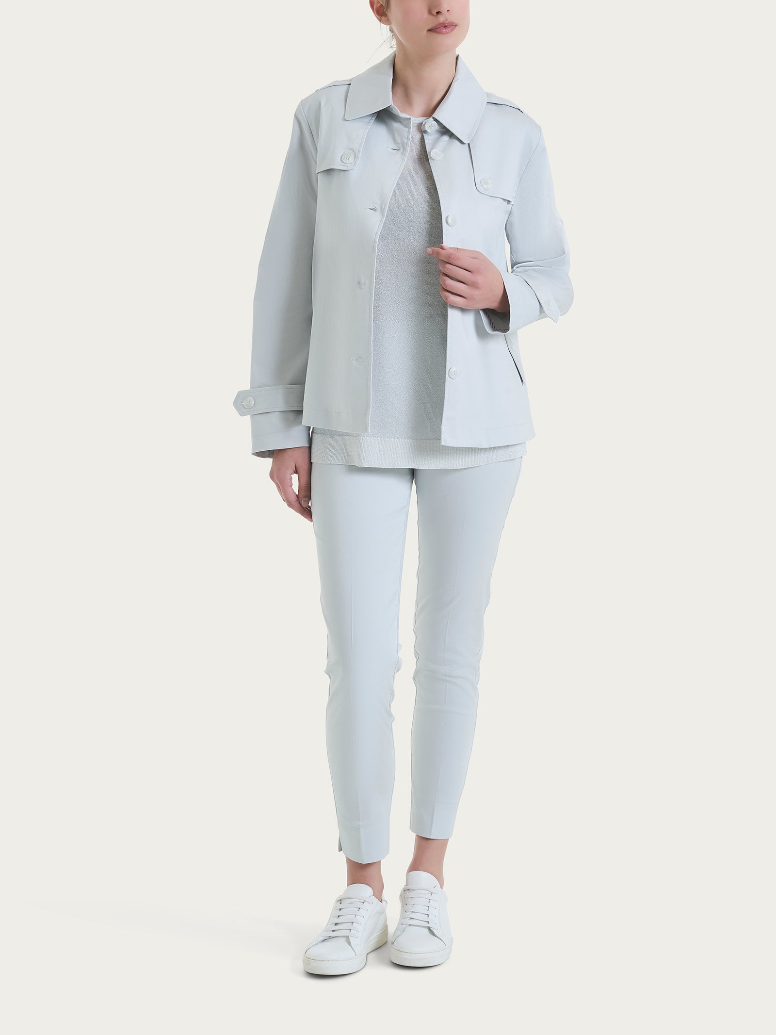 Ragno Satin Power trench corto dawn blue idrorepellente