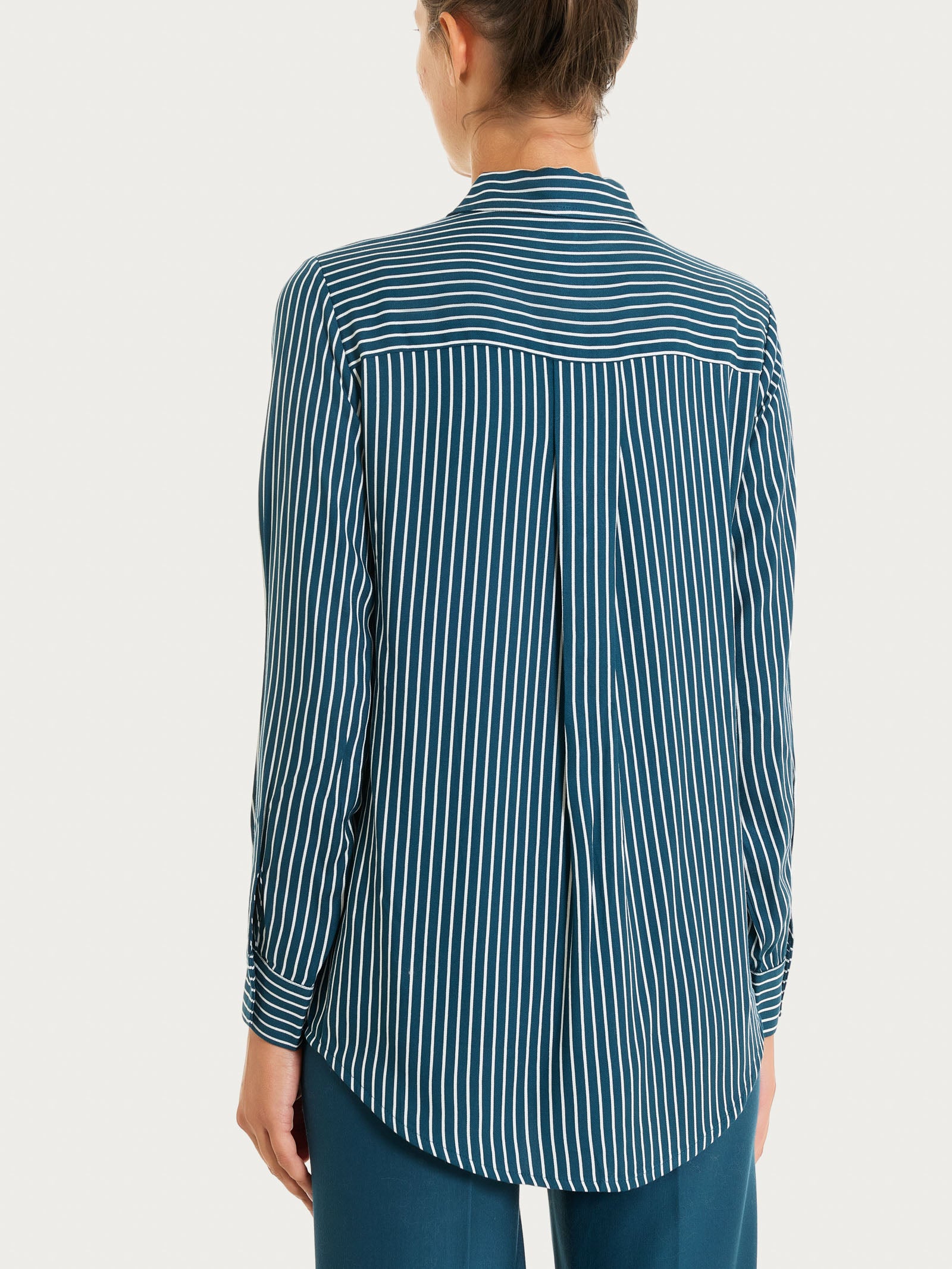 Ragno Winter EcoSeta Camicia a righe viscosa Blu Reflecting Pond