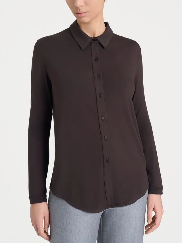Ragno Eco Viscosa Camicia Manica Lunga Donna Chocolate morbida