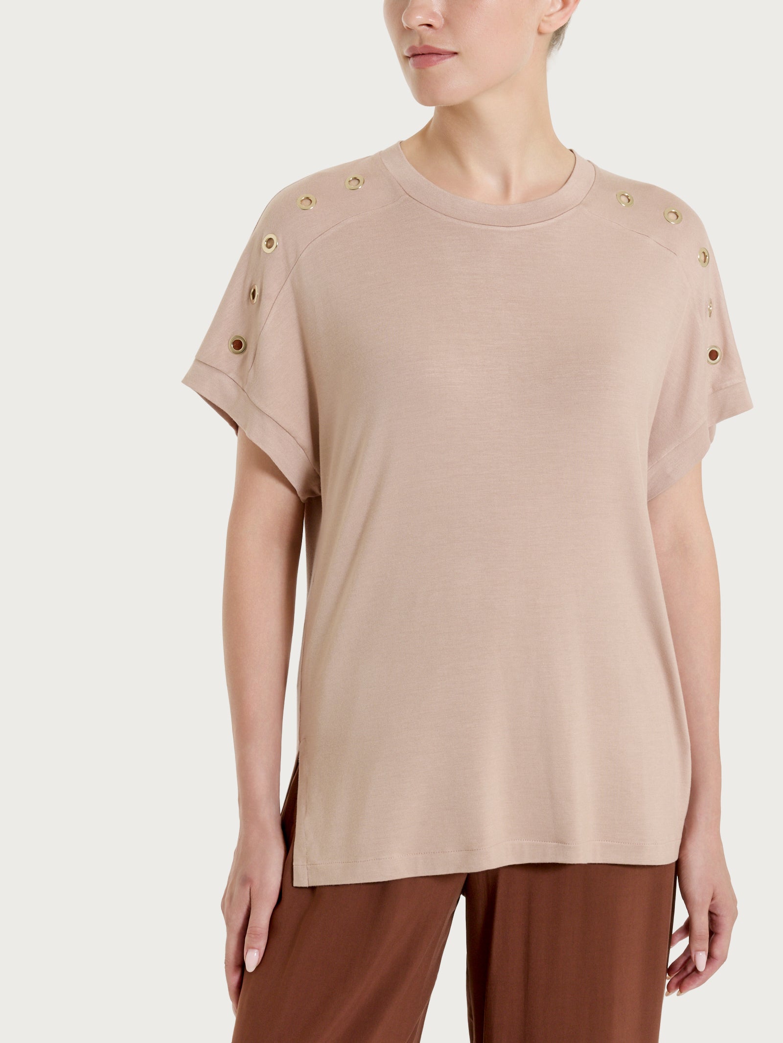 Ragno Viscosa Summer Maglietta girocollo occhielli warm taupe