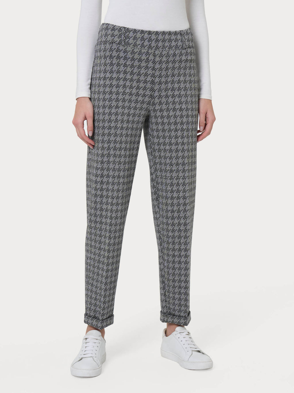 Ragno Compact carrot pants pantaloni fant.black pied de poule