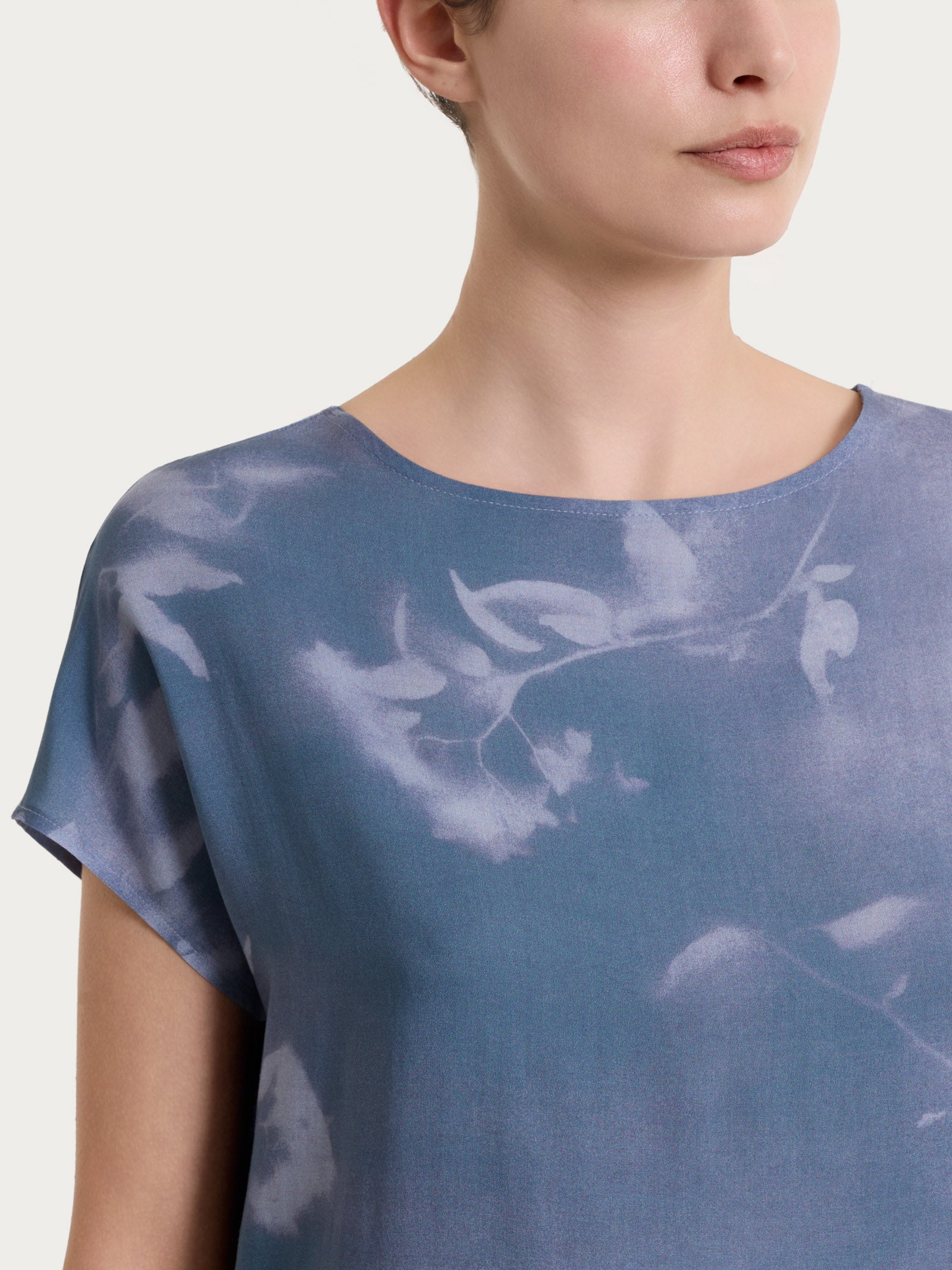 Ragno EcoSeta Blusa Manica Corta Fantasia Gray Dawn