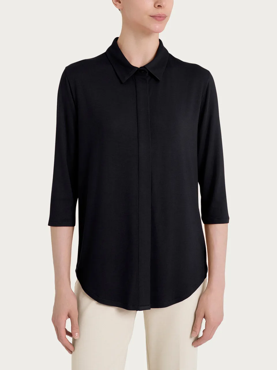 Ragno Viscosa Summer camicia nera manica 3/4
