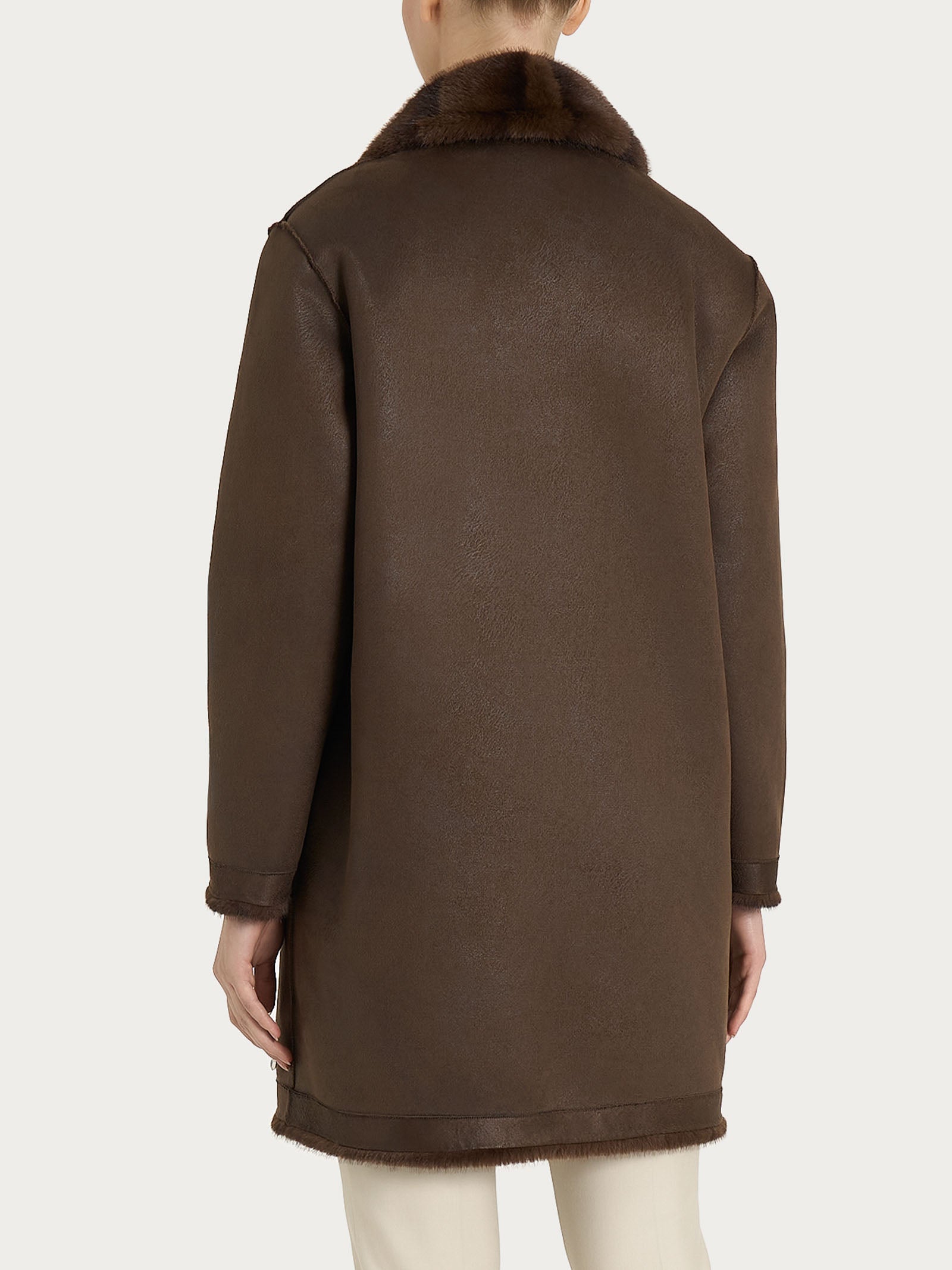 Ragno Vegan Fur Cappotto Double-Face Chocolate Torte Revers