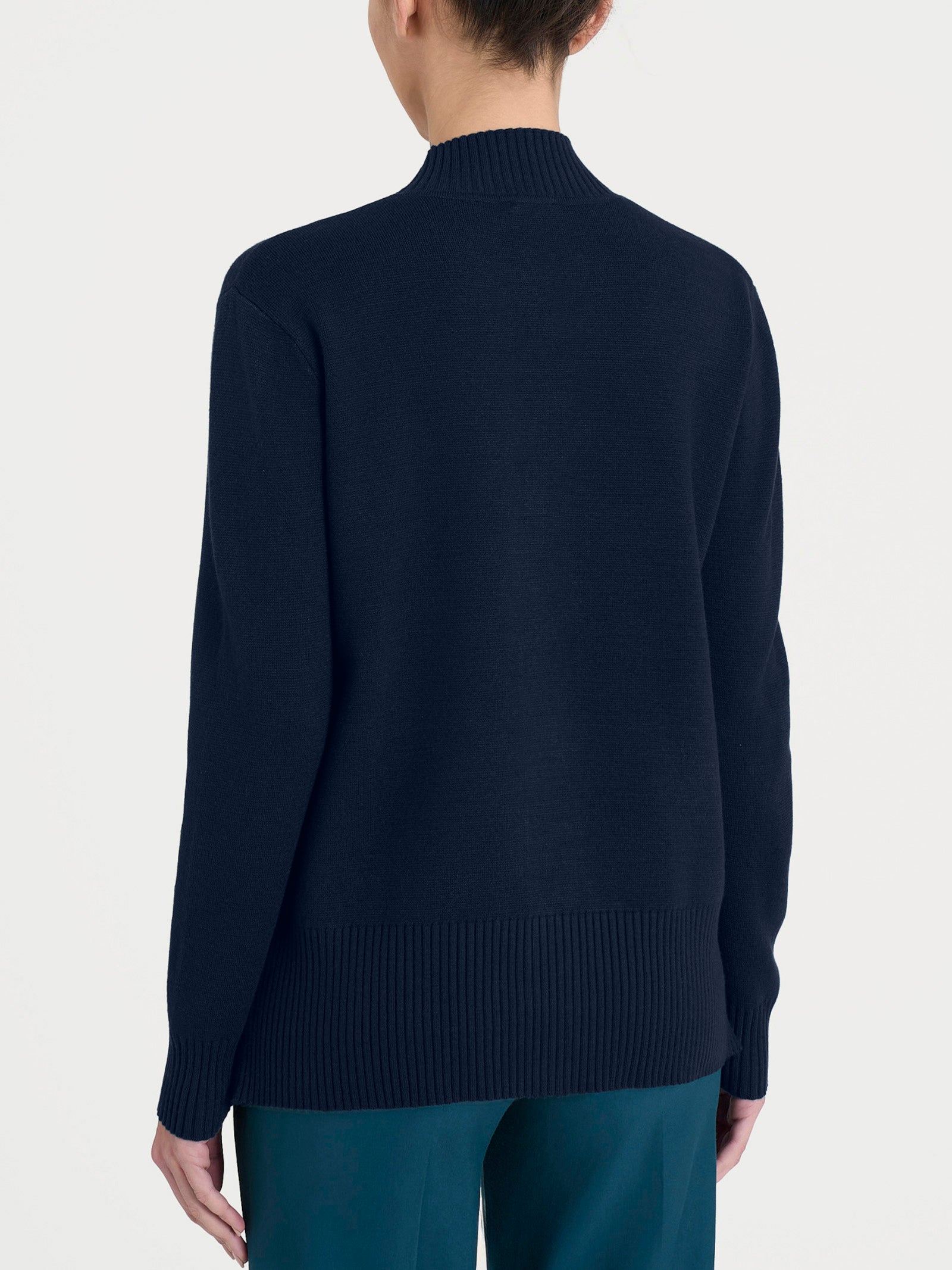 Ragno Super Soft Cardigan asimmetrico bleu collo alto