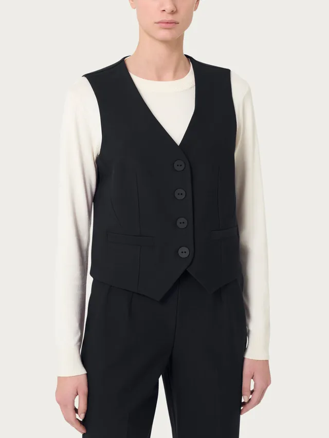 Ragno Compact Gilet 4 Bottoni Nero punto Milano elasticizzato