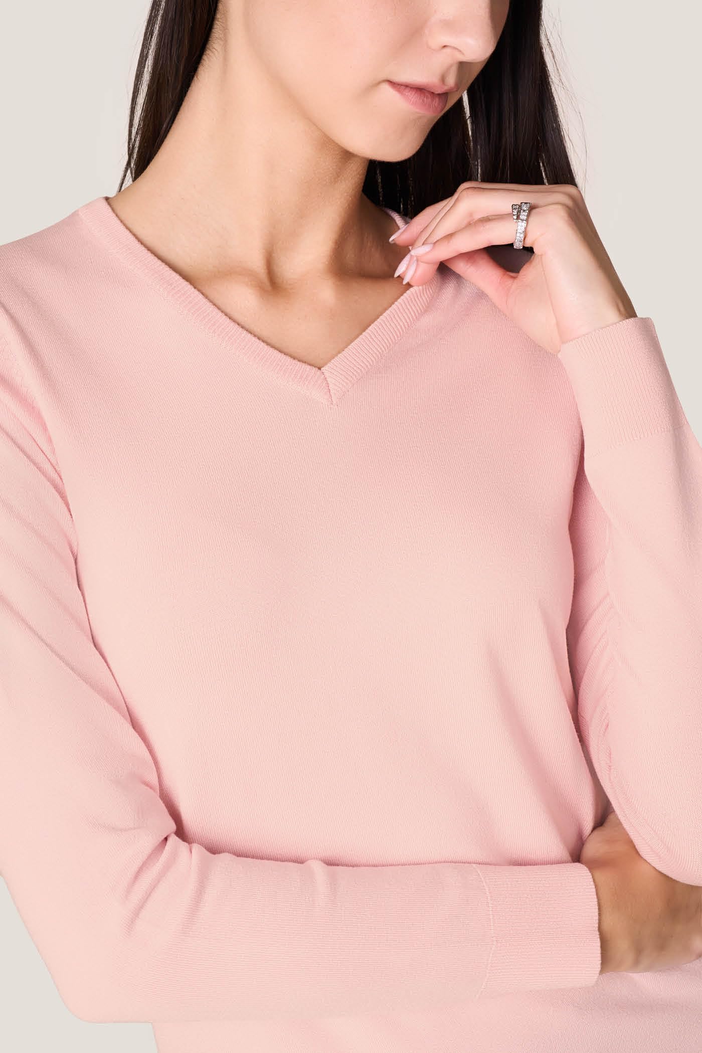 Goldenpoint Donna Maglia Scollo V Manica Lunga Misto Viscosa