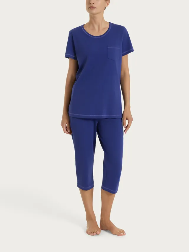 Ragno Jersey Cotone Pigiama Pinocchietto Donna Navy Blue