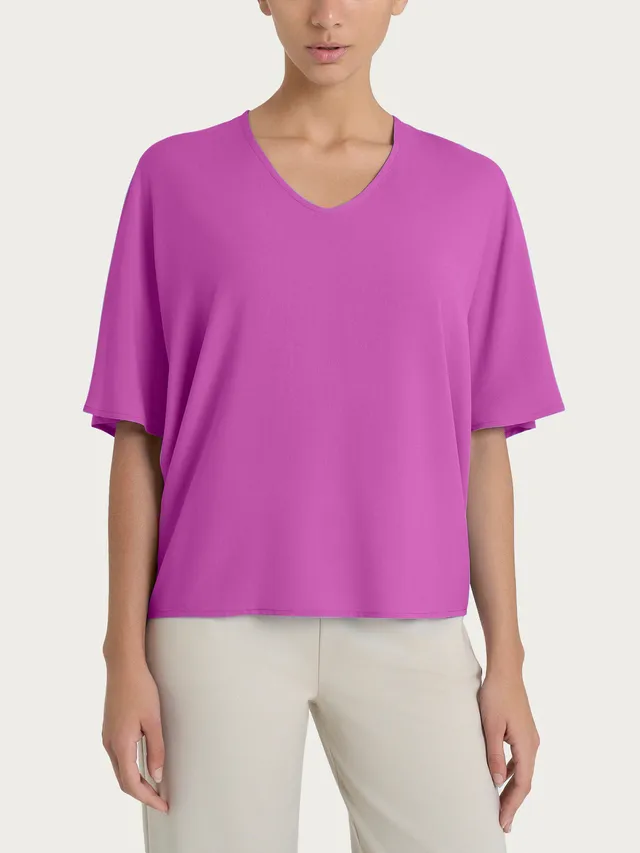Ragno EcoSeta Blusa scollo V Cattleya Orchid fluida
