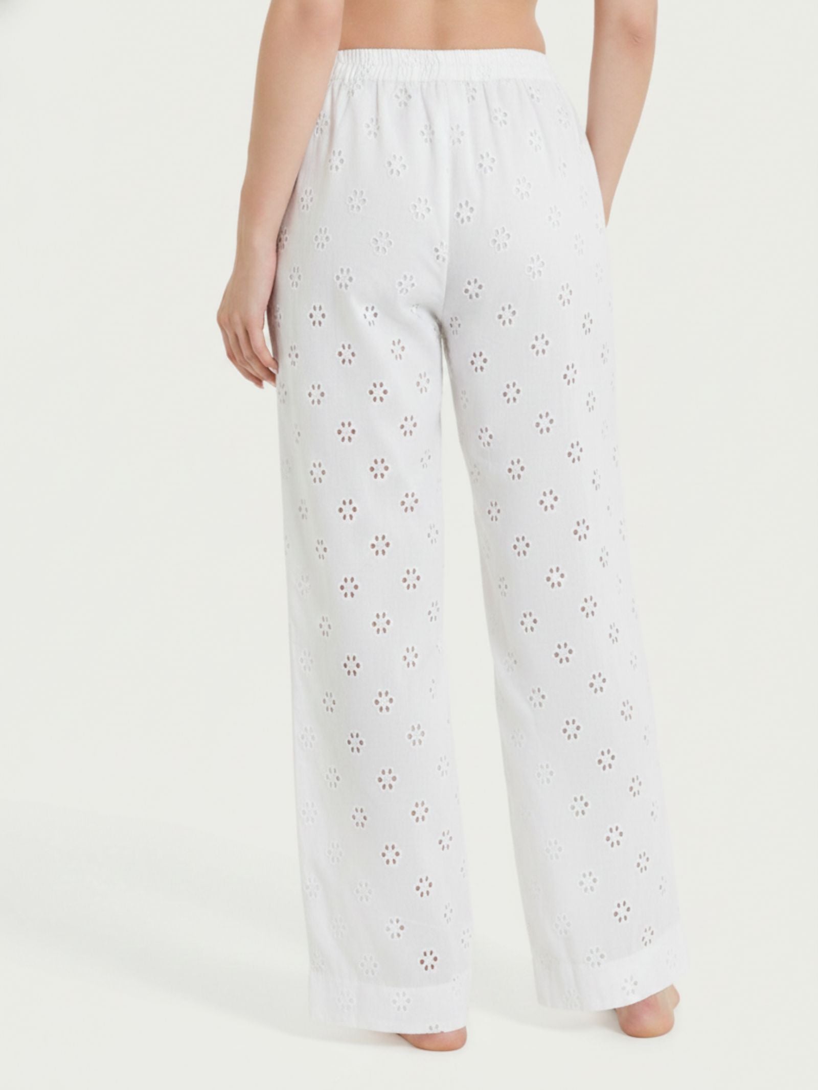 Ragno Compact pantalone ampio bianco Sangallo cotone fresco