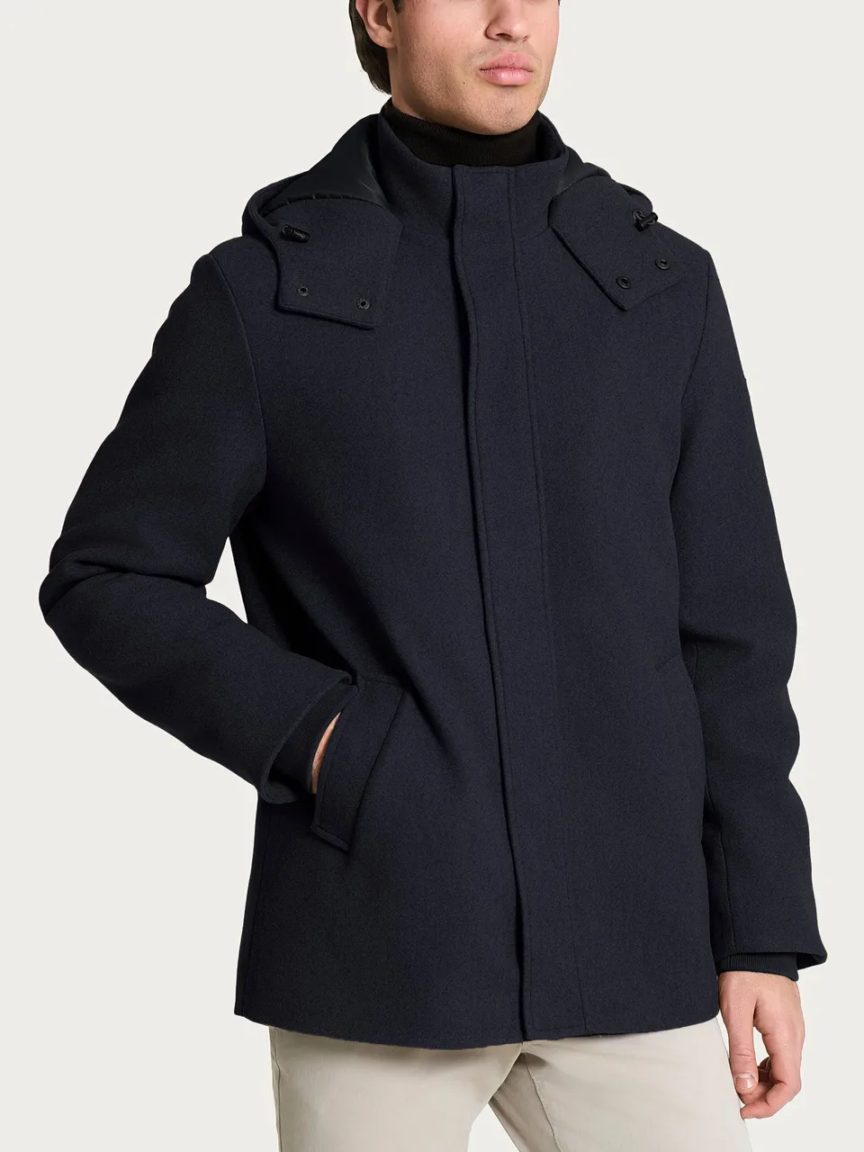 Ragno Vegan Wool Parka Uomo Blu con Cappuccio