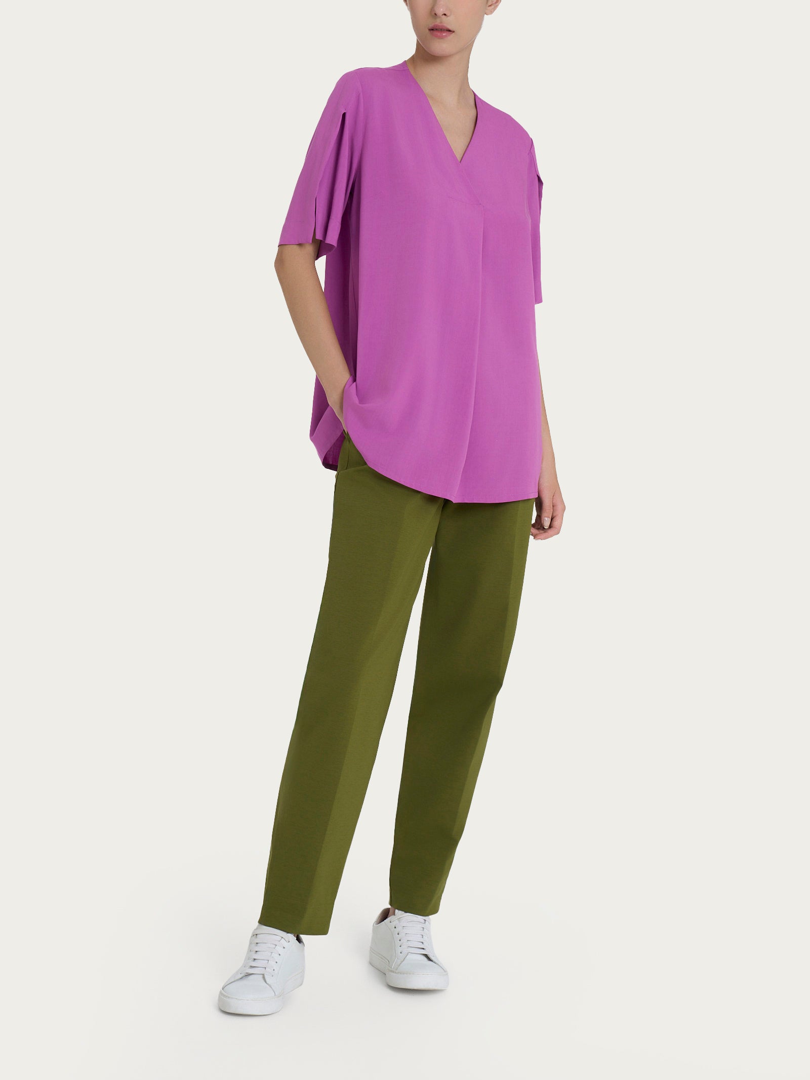 Ragno Blusa camicia donna ecoseta scollo V Cattleya Orchid