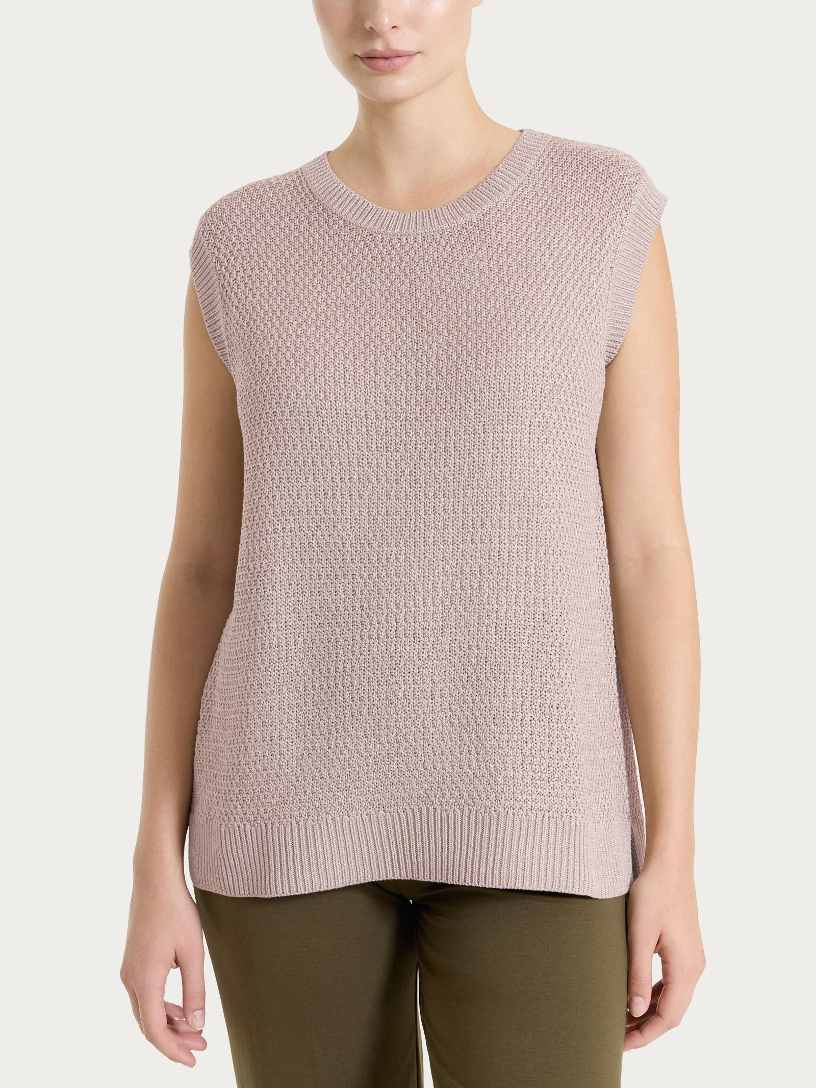 Ragno Comfort Smanicato Lurex Rice Stitch Gilet Sphinx Boxy