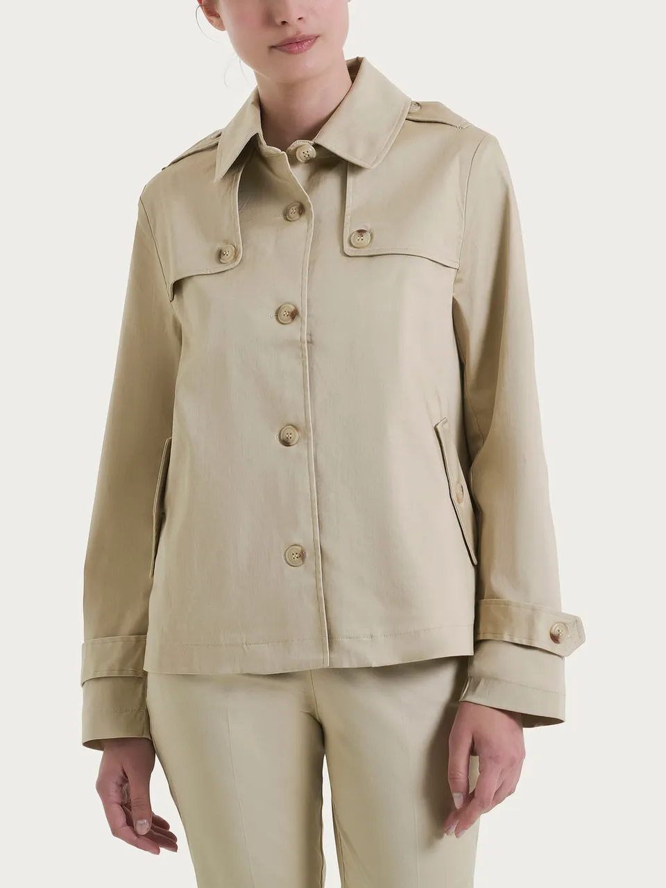 Ragno Satin Power trench corto Irish Cream idrorepellente