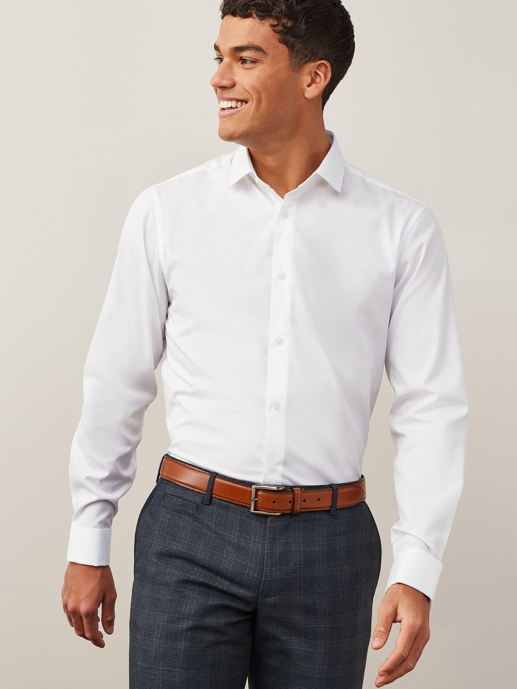 Next Camicia Easy-Care Polsino Doppio Regular Taglia 43 Stiro Facile
