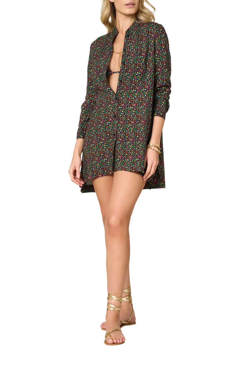 Goldenpoint Wonderland camicia copricostume viscosa floreale
