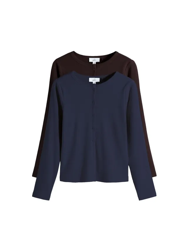 Geo Next The Set cardigan donna maniche lunghe 2 pezzi coste