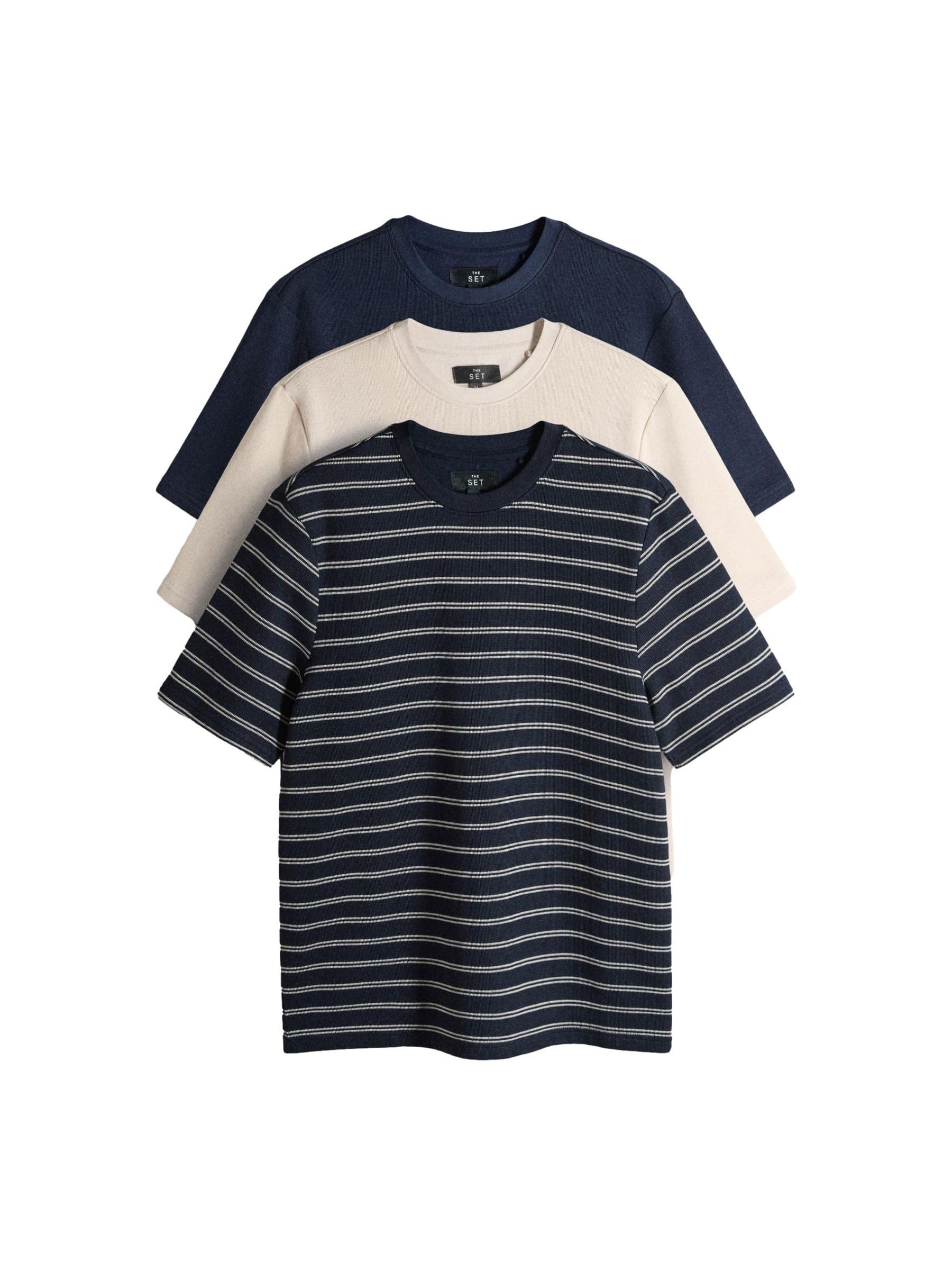 Geo Next The Set T-shirt girocollo uomo 3 pezzi cotone testurizzato