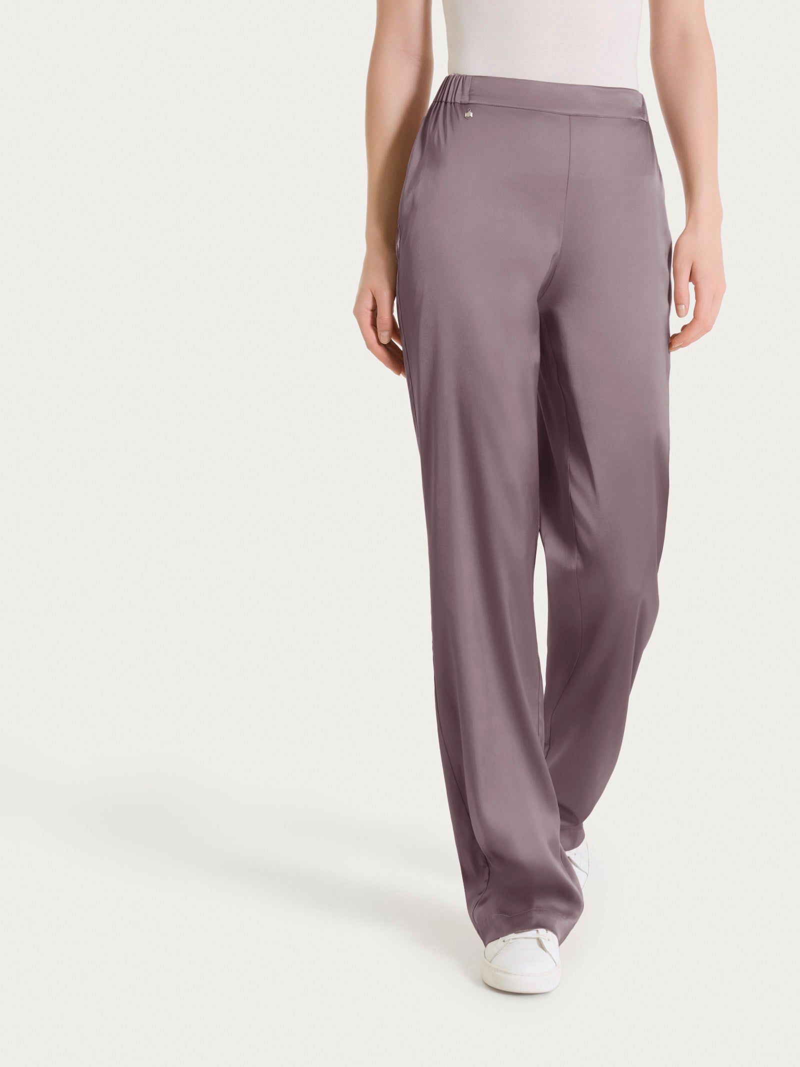 Ragno Stretch Satin Pantalone Ampio Donna Plum Truffle