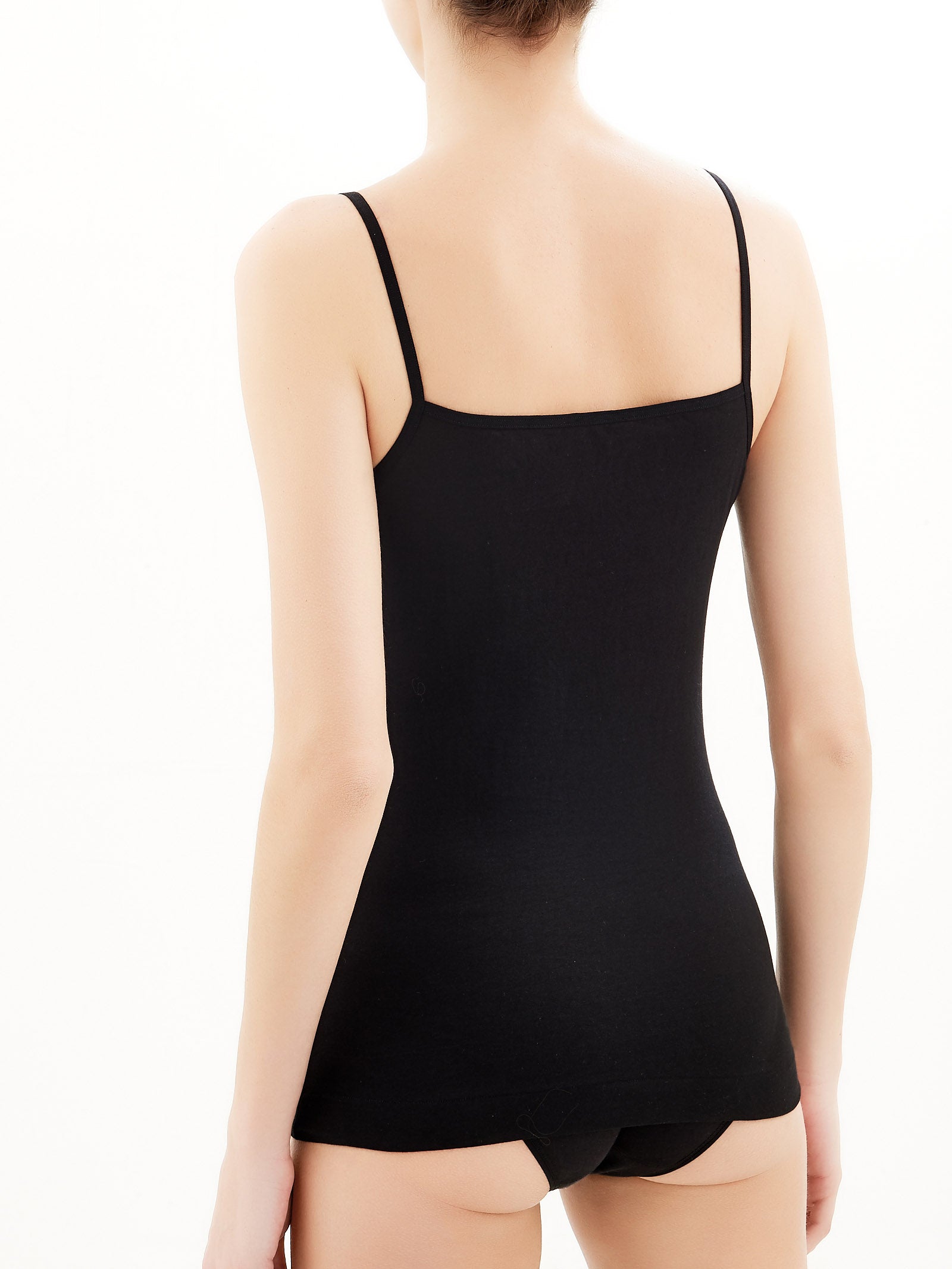 Ragno Invisible Top Scollo V Nero Cotone Elasticizzato