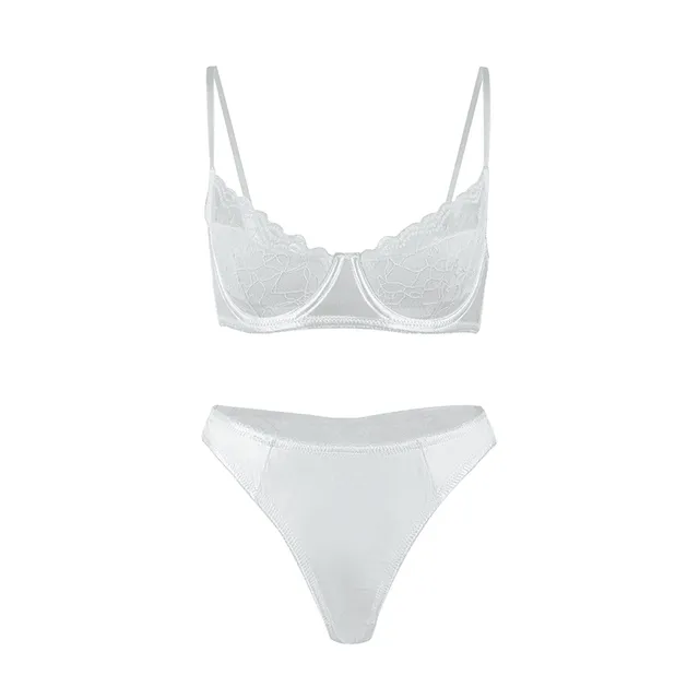 Maria Grazia Severi Satin Eyelash completo intimo bianco raso