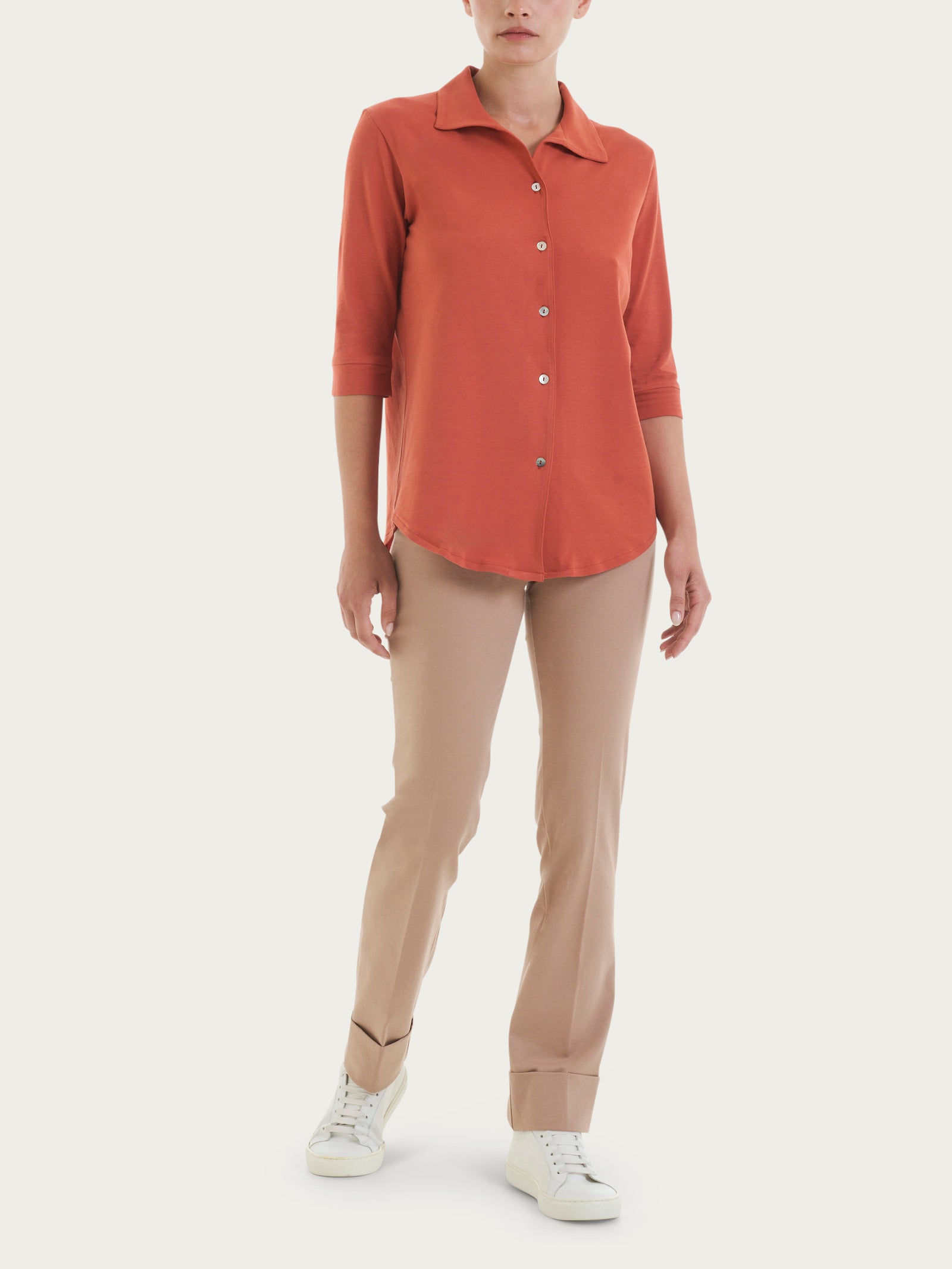 Ragno Ultralight camicia 3/4 Burnt Brick cotone