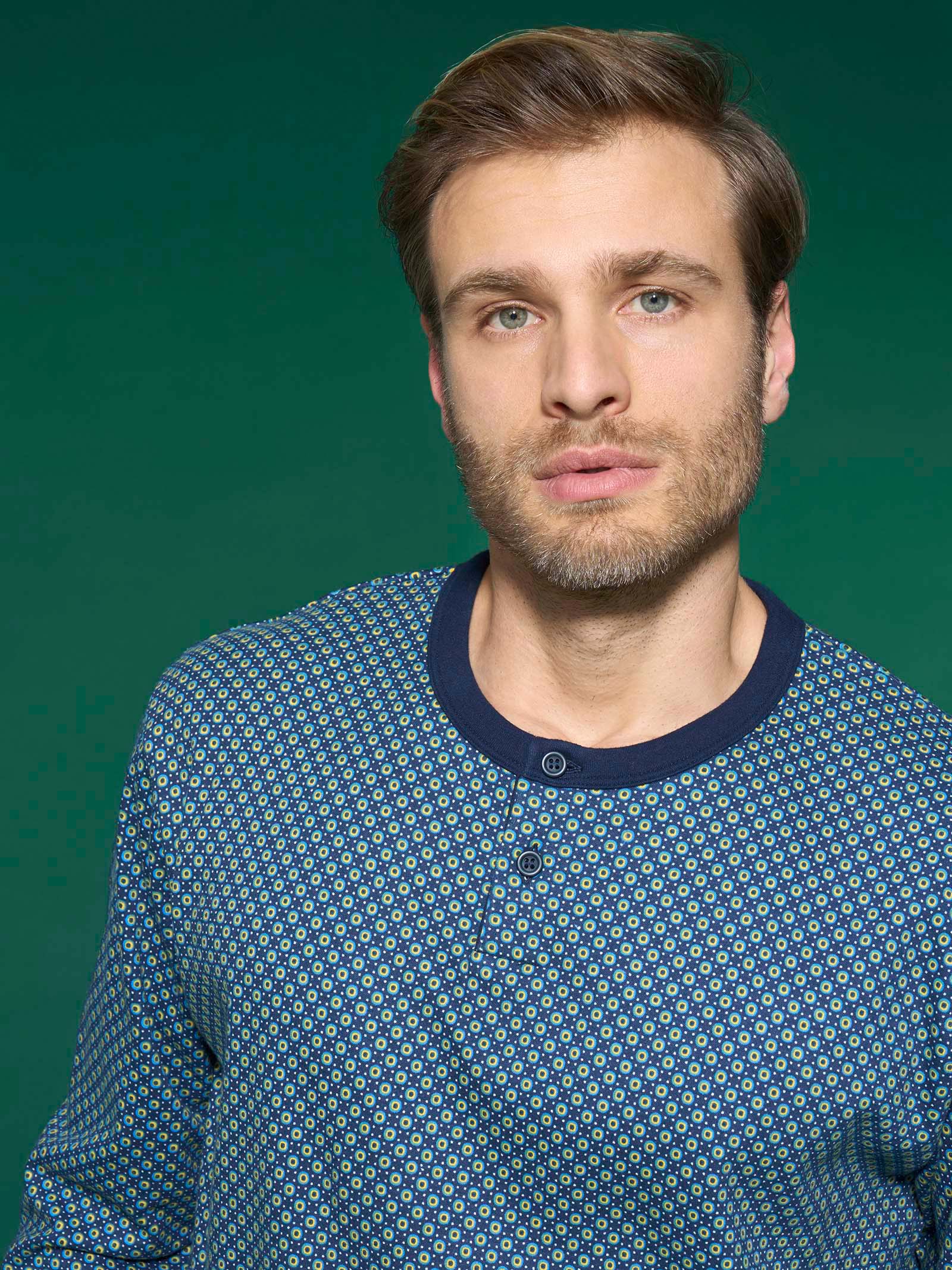 Ragno Pigiama Serafino Uomo Fant. Navy Blazer Caldo Cotone