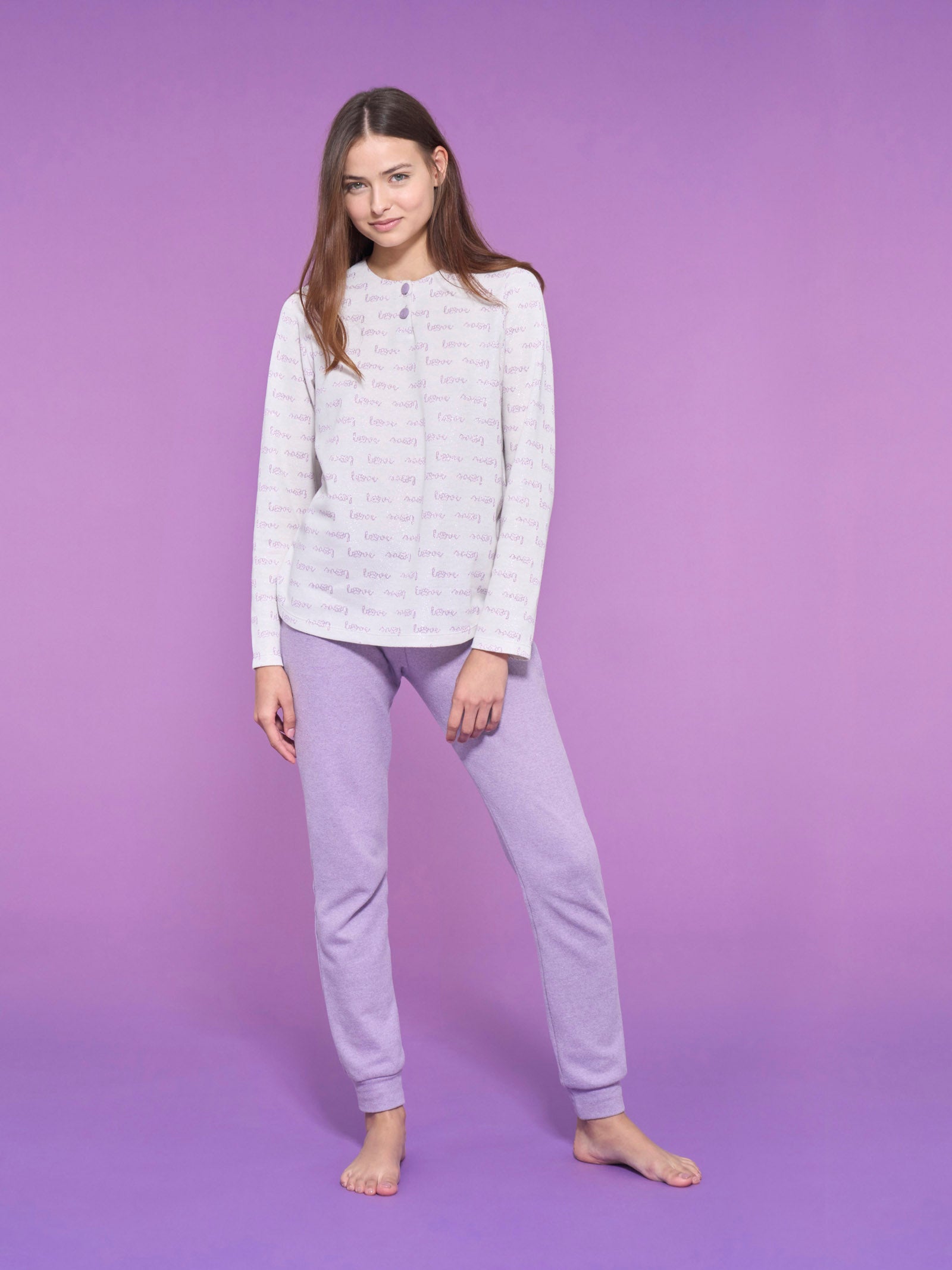 Ragno Cotton Eco Pile pigiama Love serafino Fant.Avorio