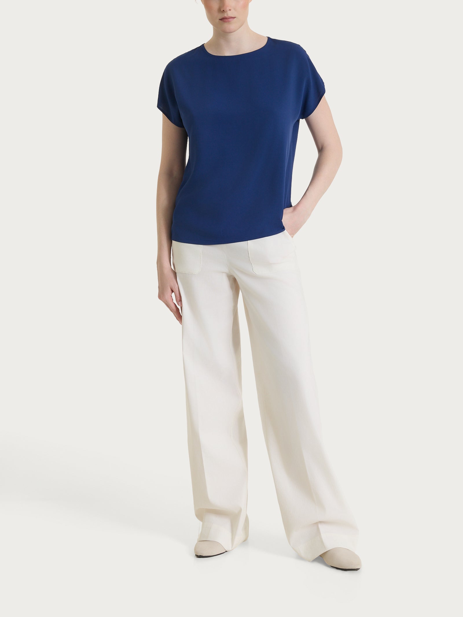 Ragno EcoSeta Blusa Kimono Blueberry in viscosa