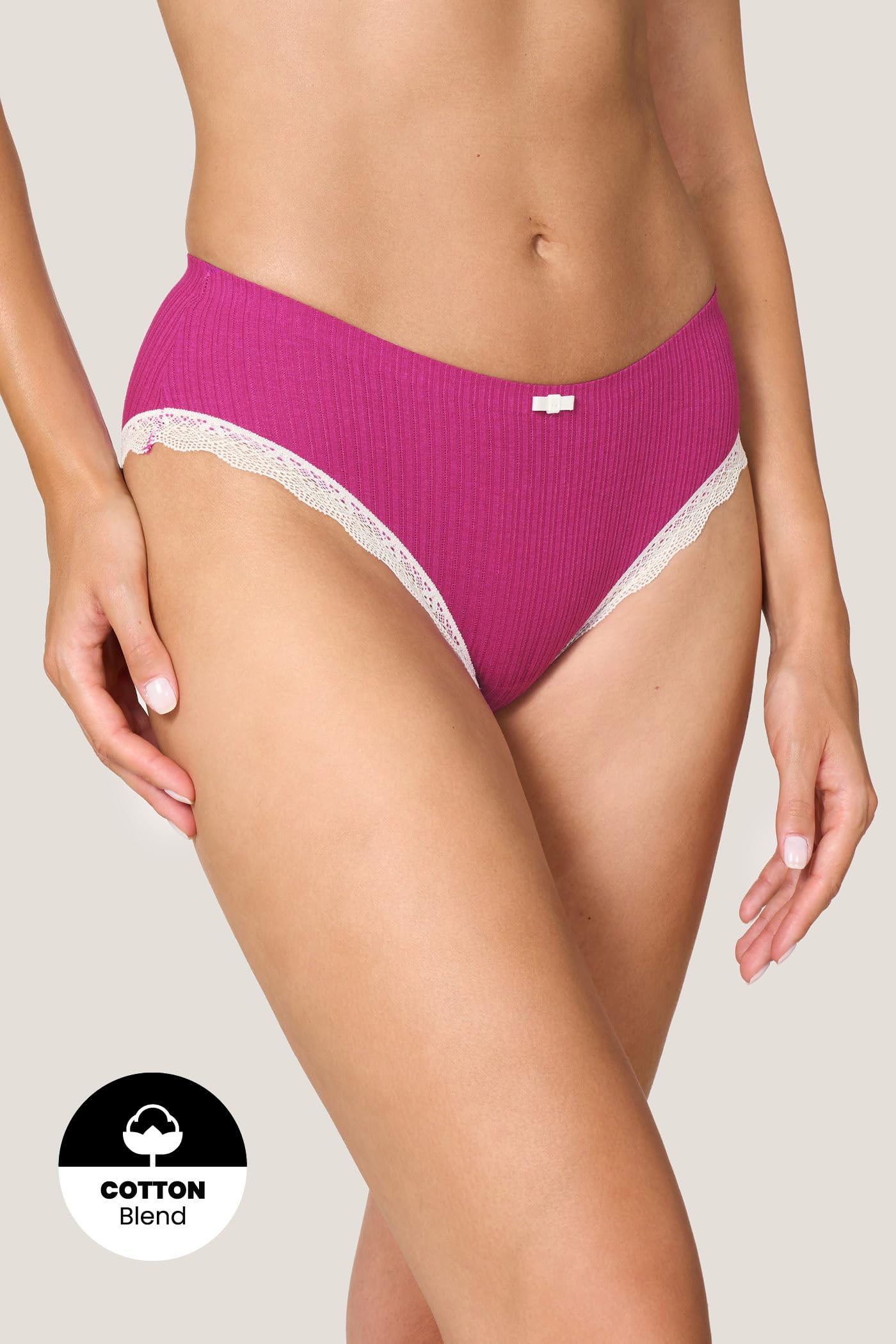 Goldenpoint slip donna fianco medio costina cotone pizzo