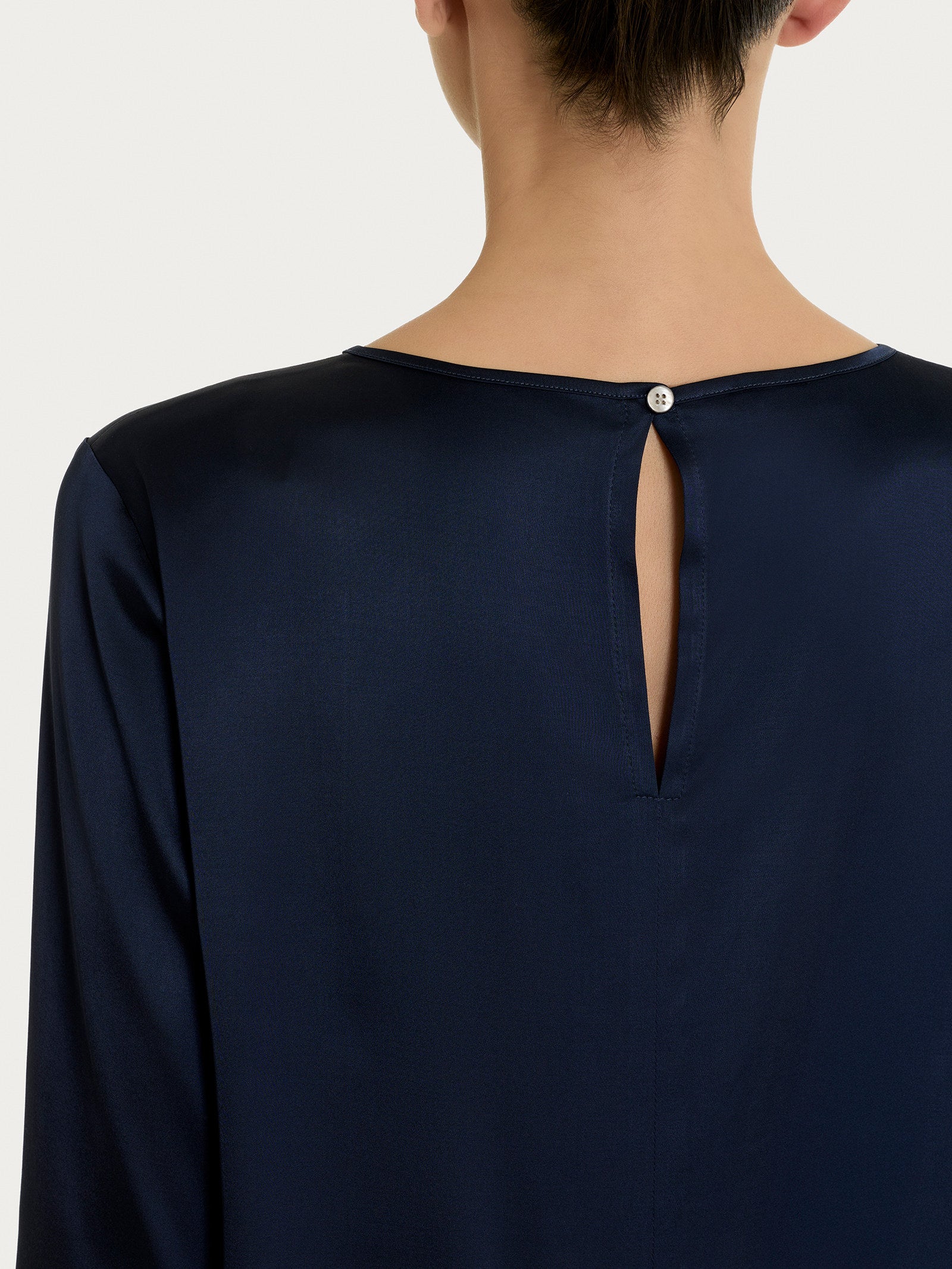 Ragno Blusa Manica Lunga Camicia Stretch Satin Blu