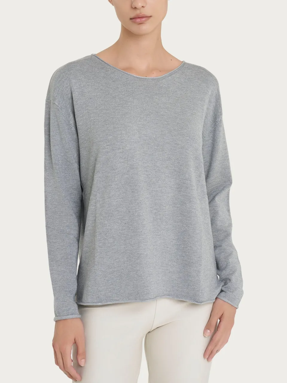 Ragno Four Seasons Maglia girocollo Ghiaia Mel. manica lunga