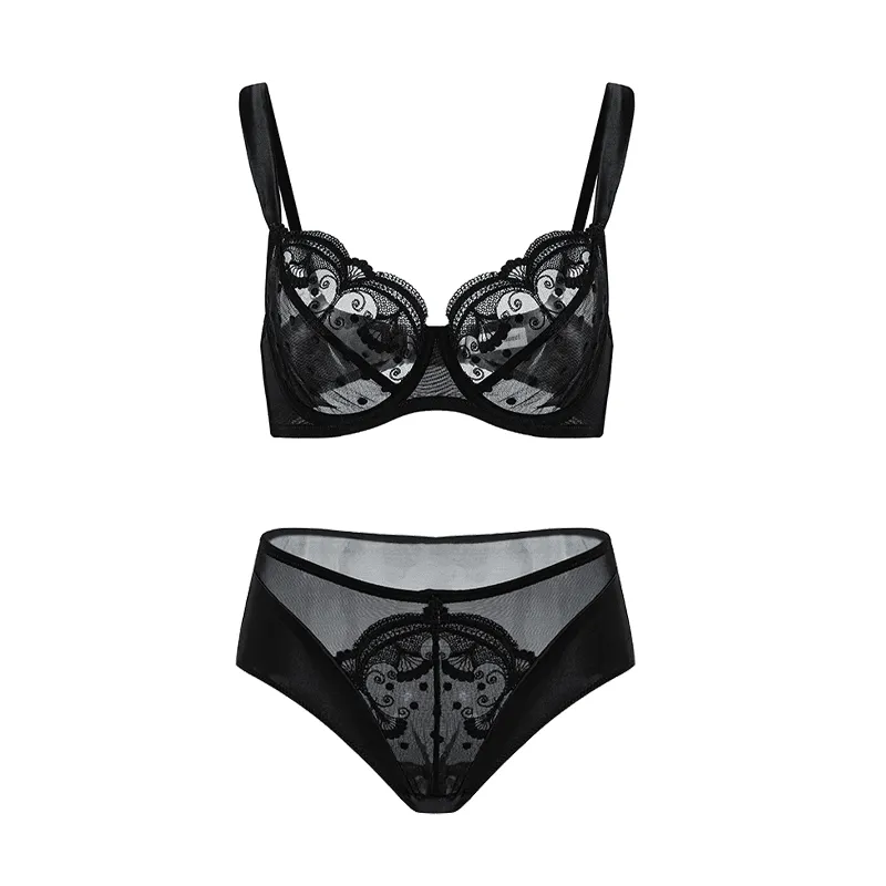 Maria Grazia Severi Noir Filigree completo intimo nero balconcino