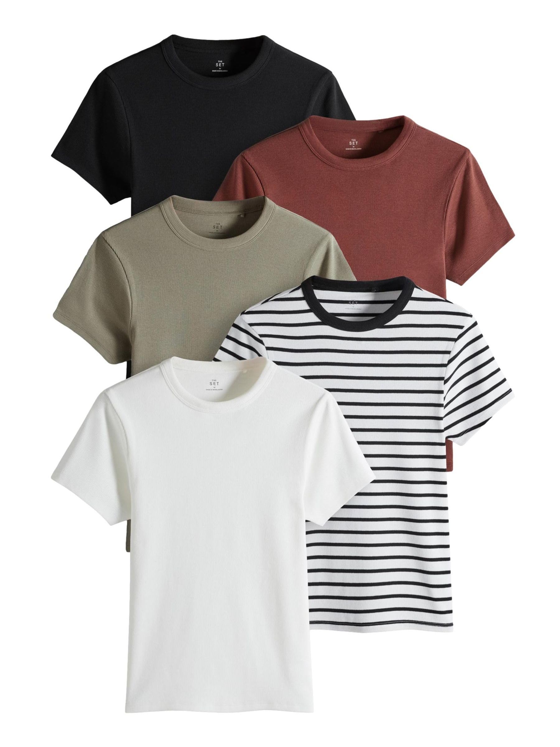 Next The Set Pack 5 Magliette donna a costine corte